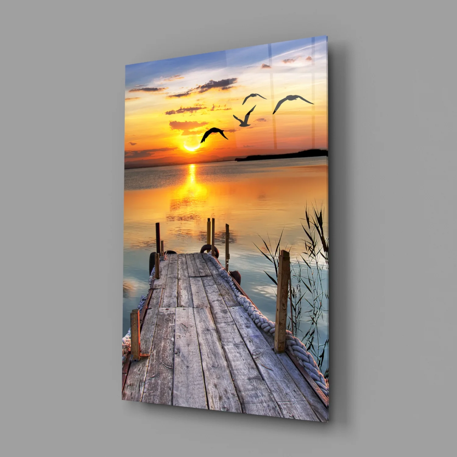 Sunset on the Dock Glass Wall Art - Image 2