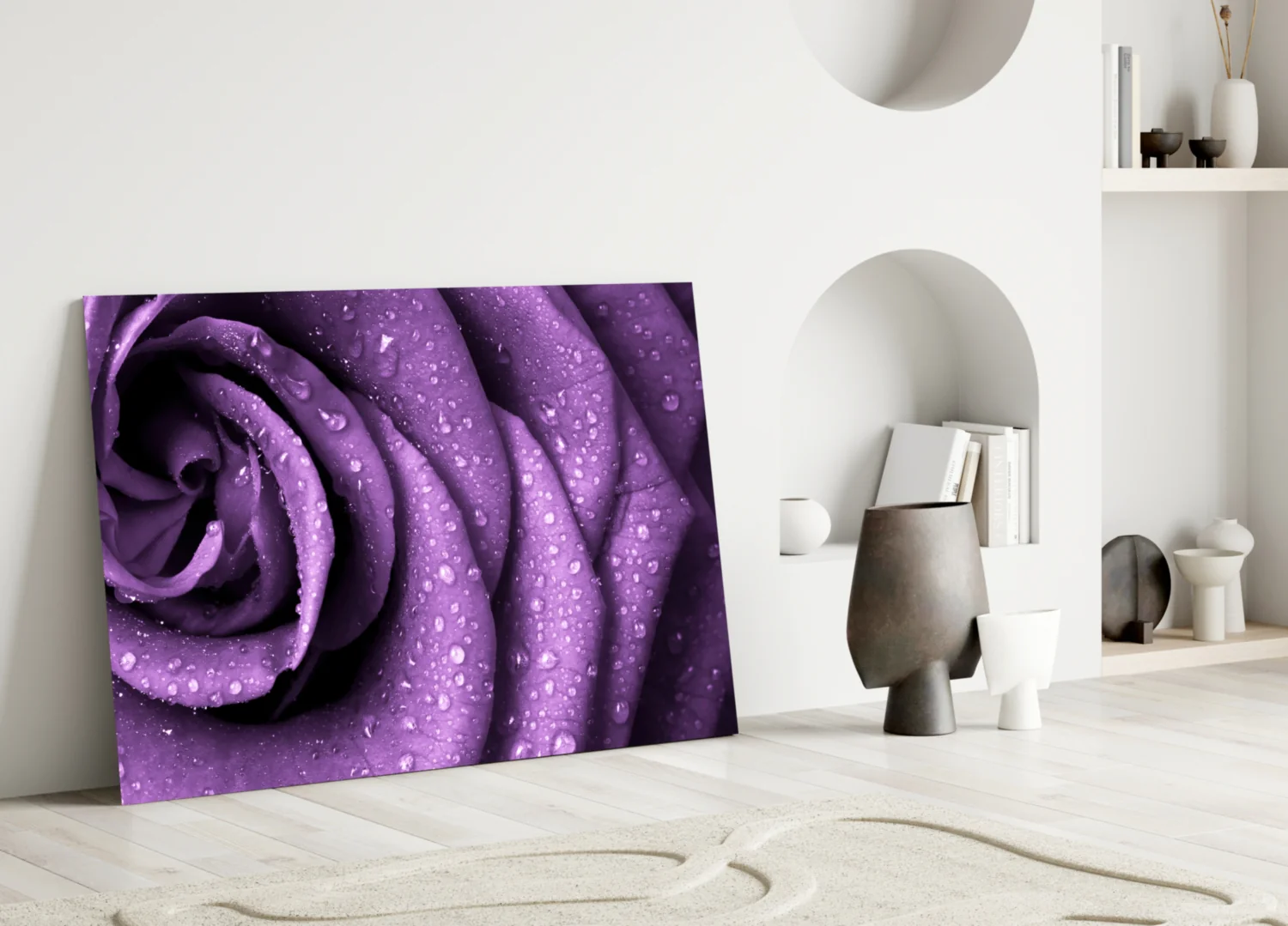 Purple Rose Glass Wall Art - Image 3