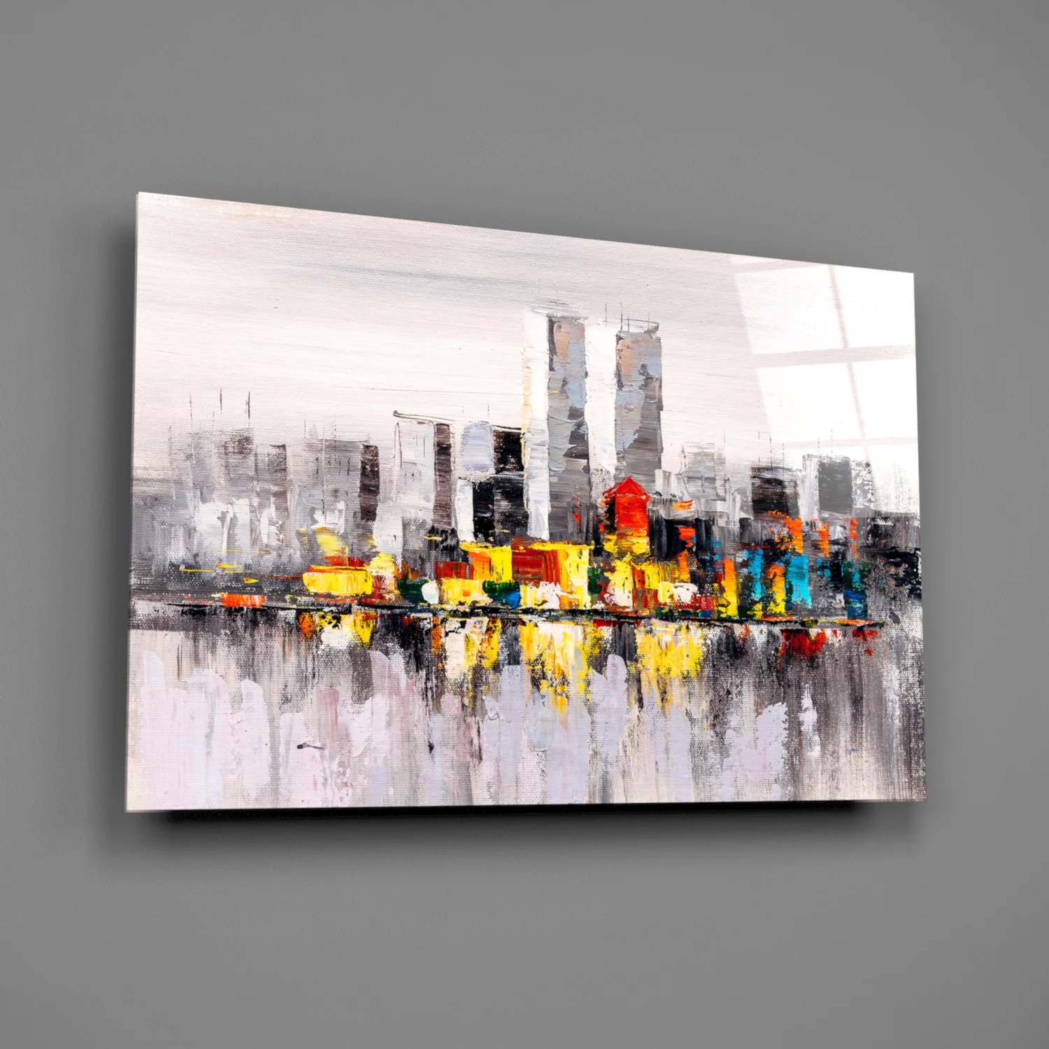 Abstract City Glass Wall Art - Image 2