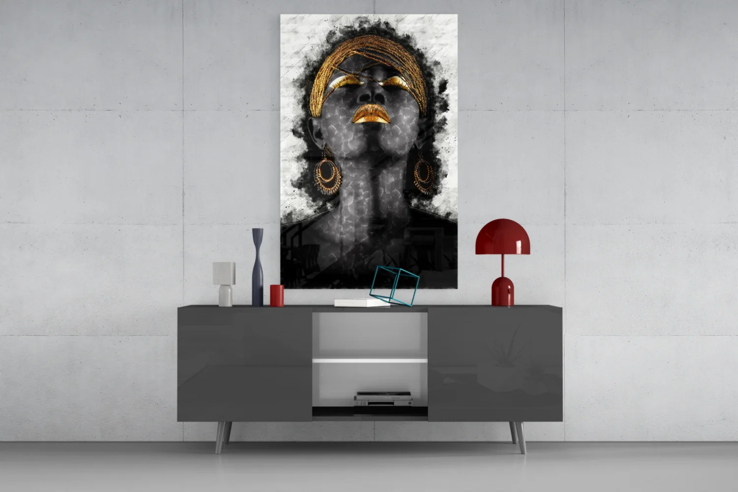 African Woman Portrait Glass Wall Art - Image 8