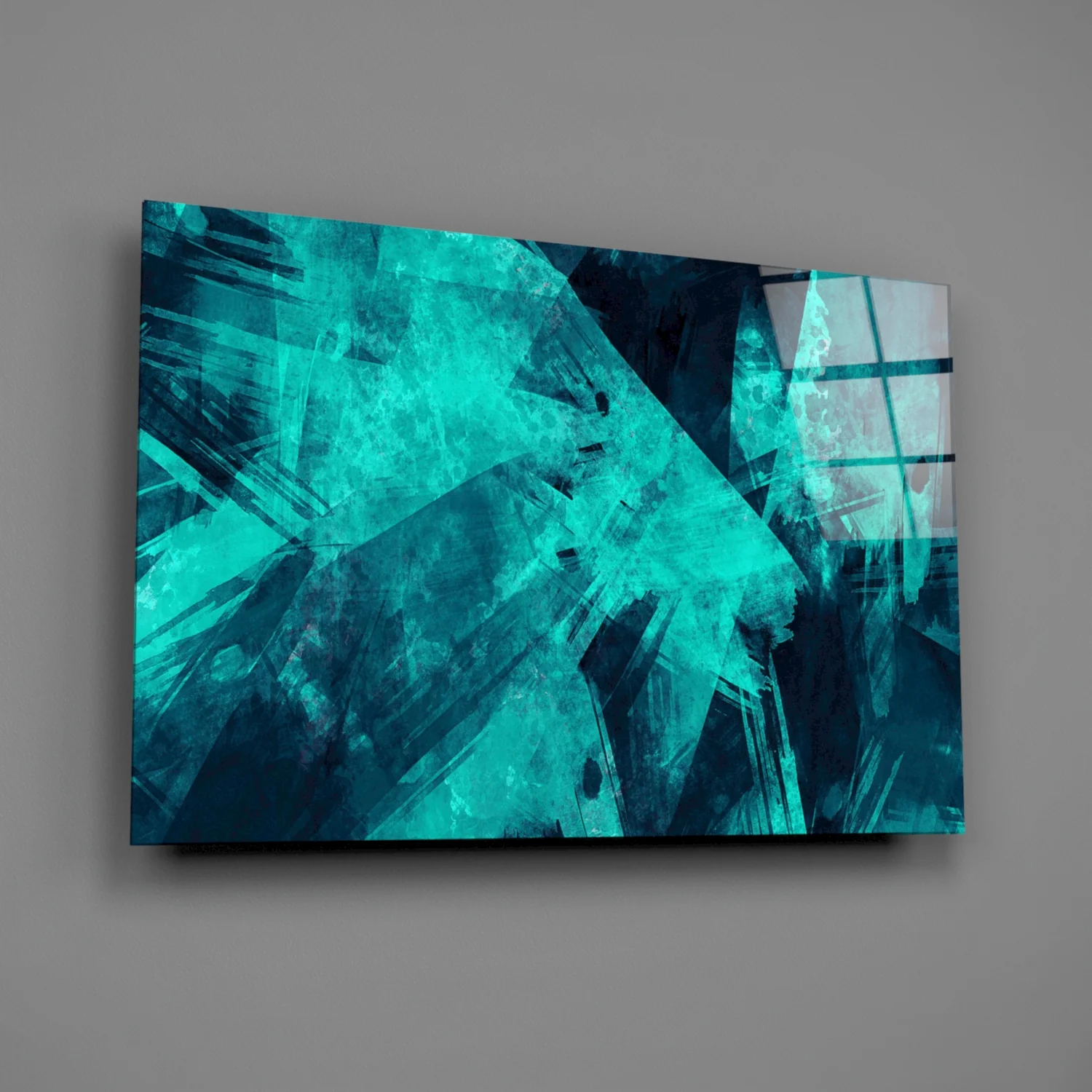 Green Abstract Pattern Glass Wall Art - Image 2