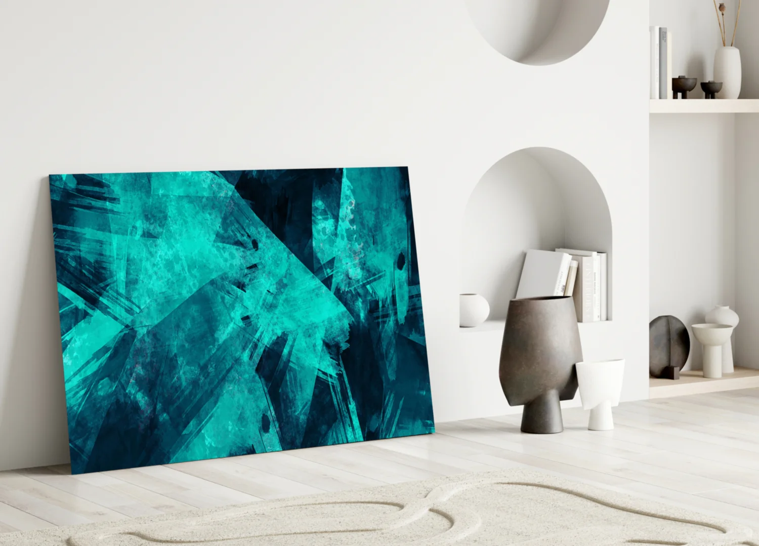 Green Abstract Pattern Glass Wall Art - Image 3