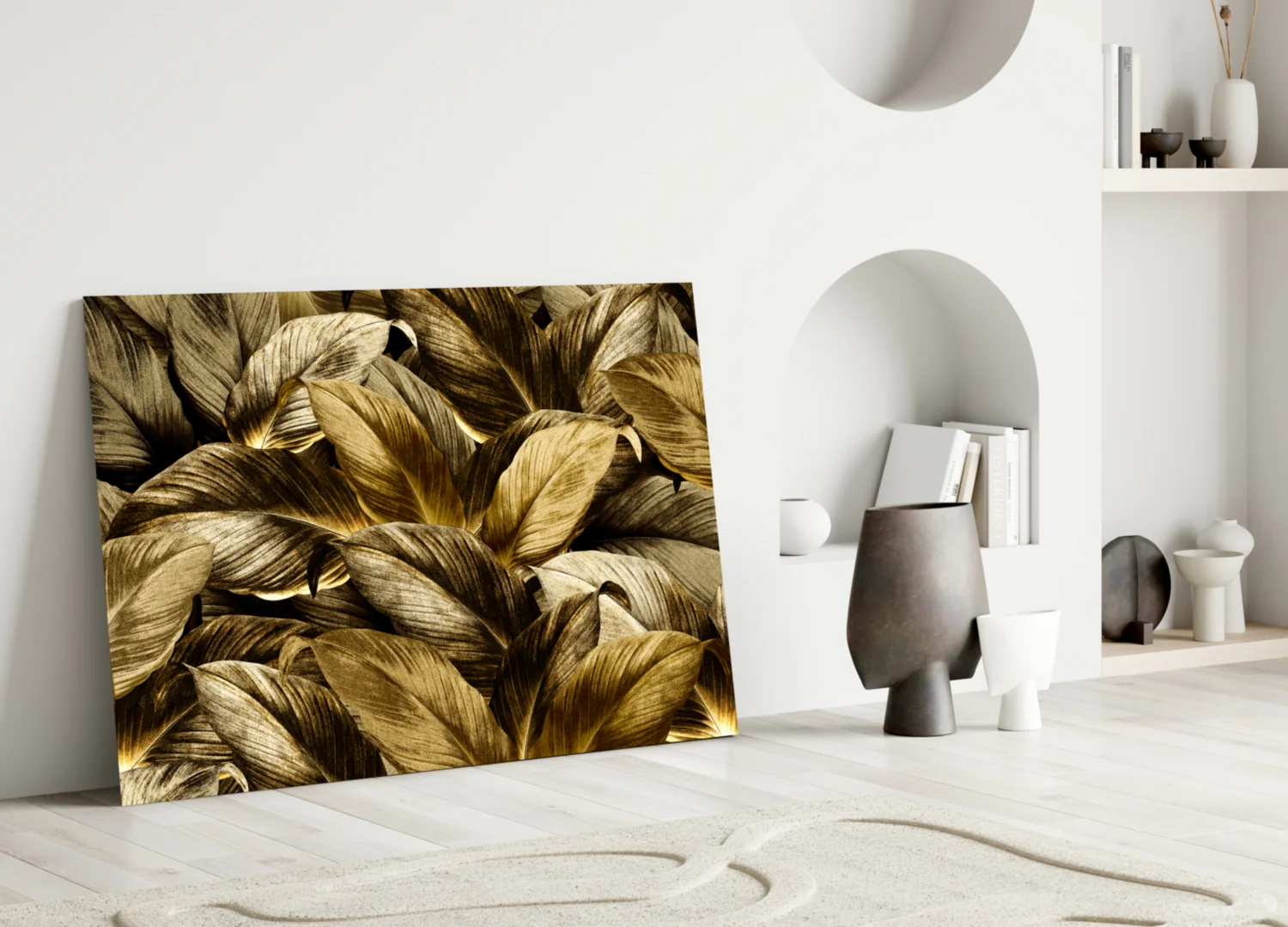Yellow Leaf Glass Wall Art - Image 3