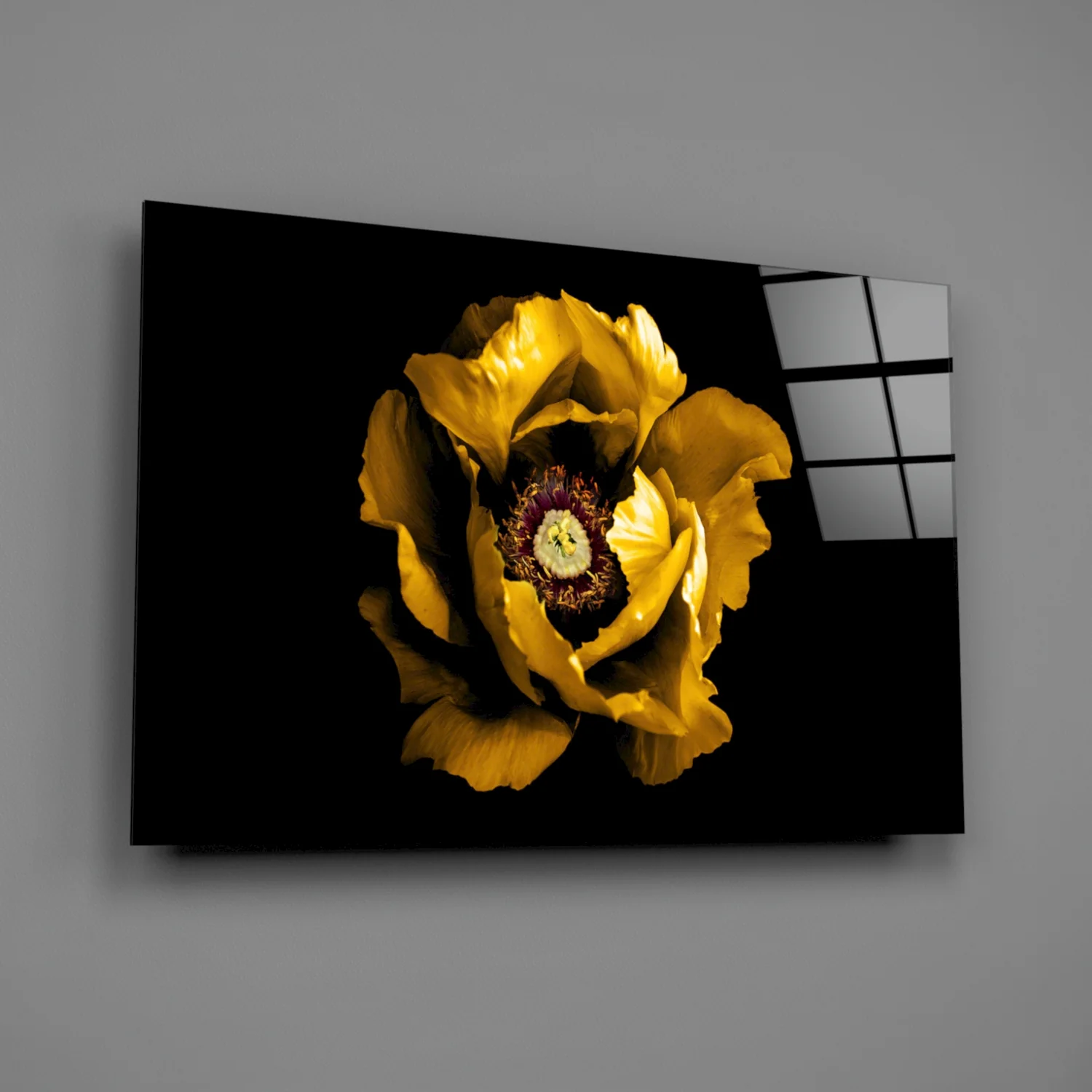 Yellow Flower Glass Wall Art - Image 2