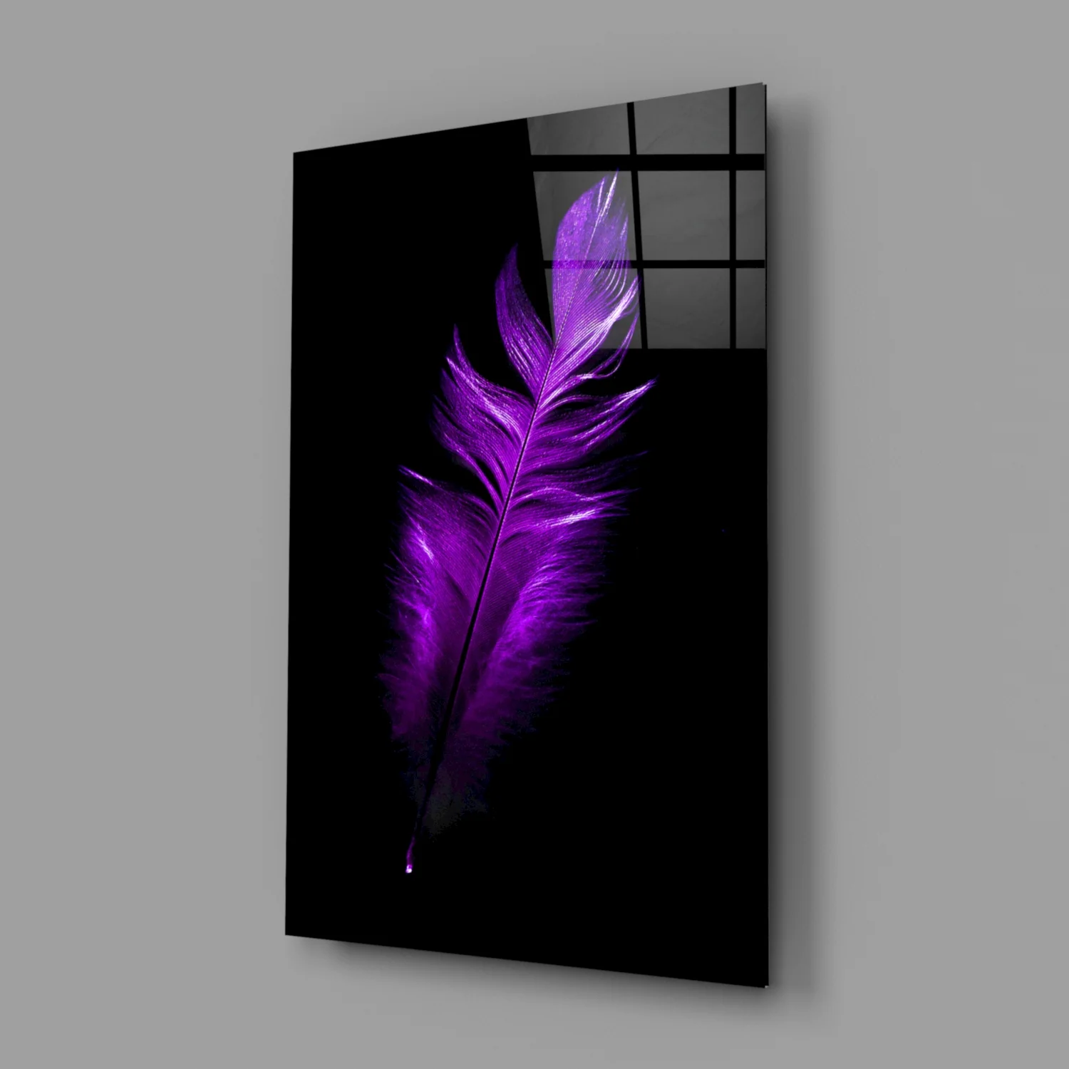 Purple Feather Glass Wall Art - Image 2