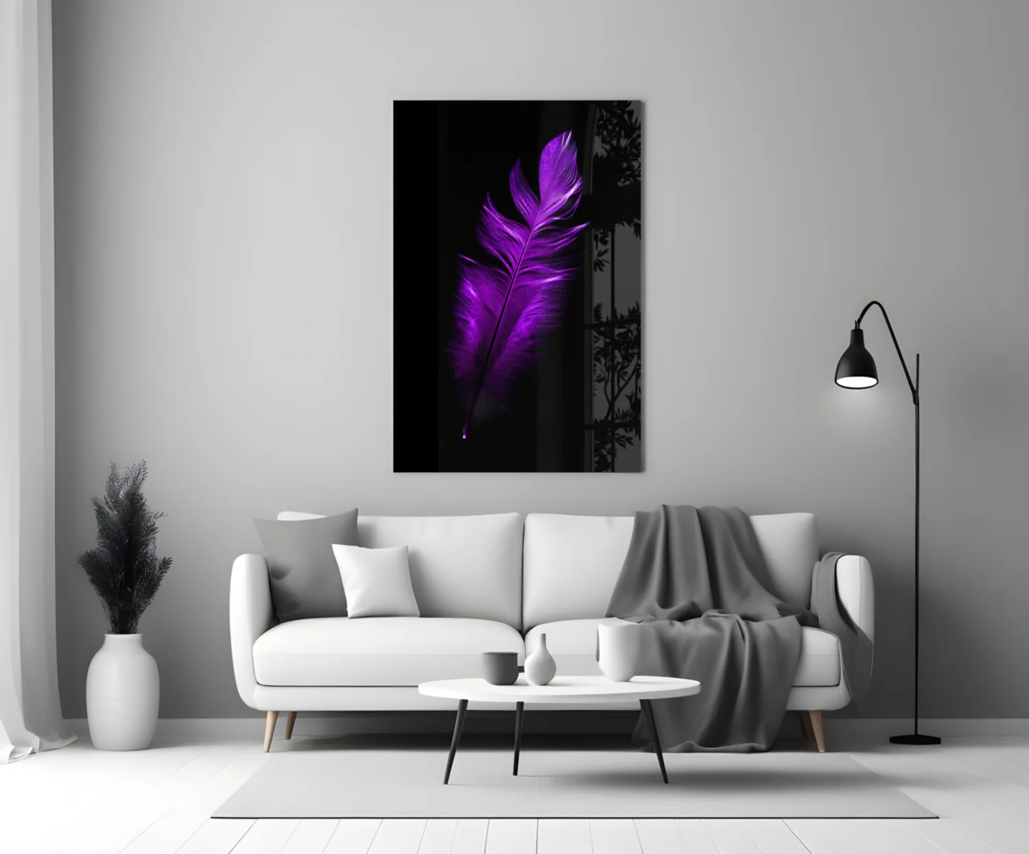 Purple Feather Glass Wall Art - Image 3