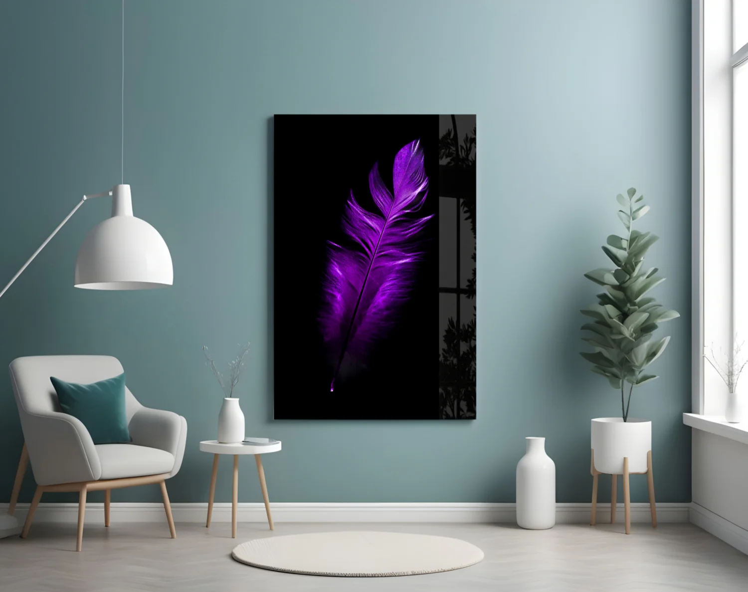 Purple Feather Glass Wall Art - Image 4