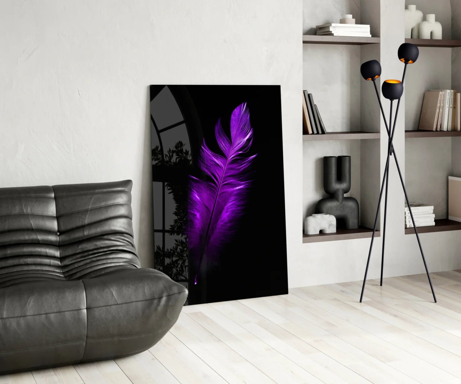 Purple Feather Glass Wall Art - Image 5