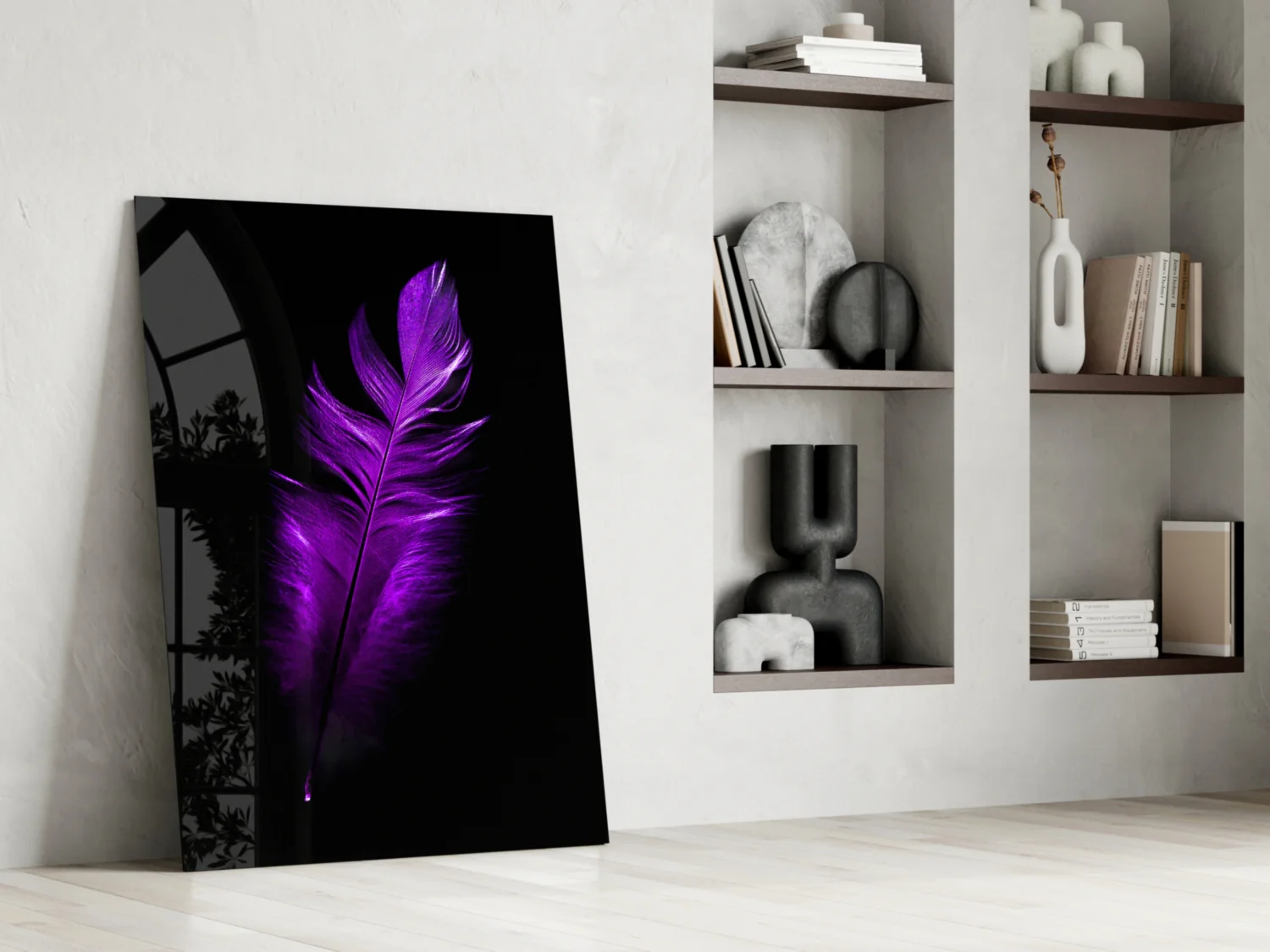 Purple Feather Glass Wall Art - Image 6