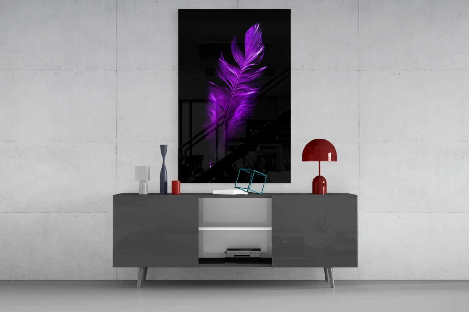 Purple Feather Glass Wall Art - Image 8