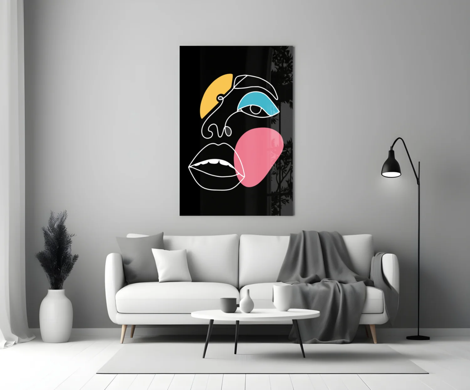 Abstract Colorful Face Glass Wall Art - Image 3