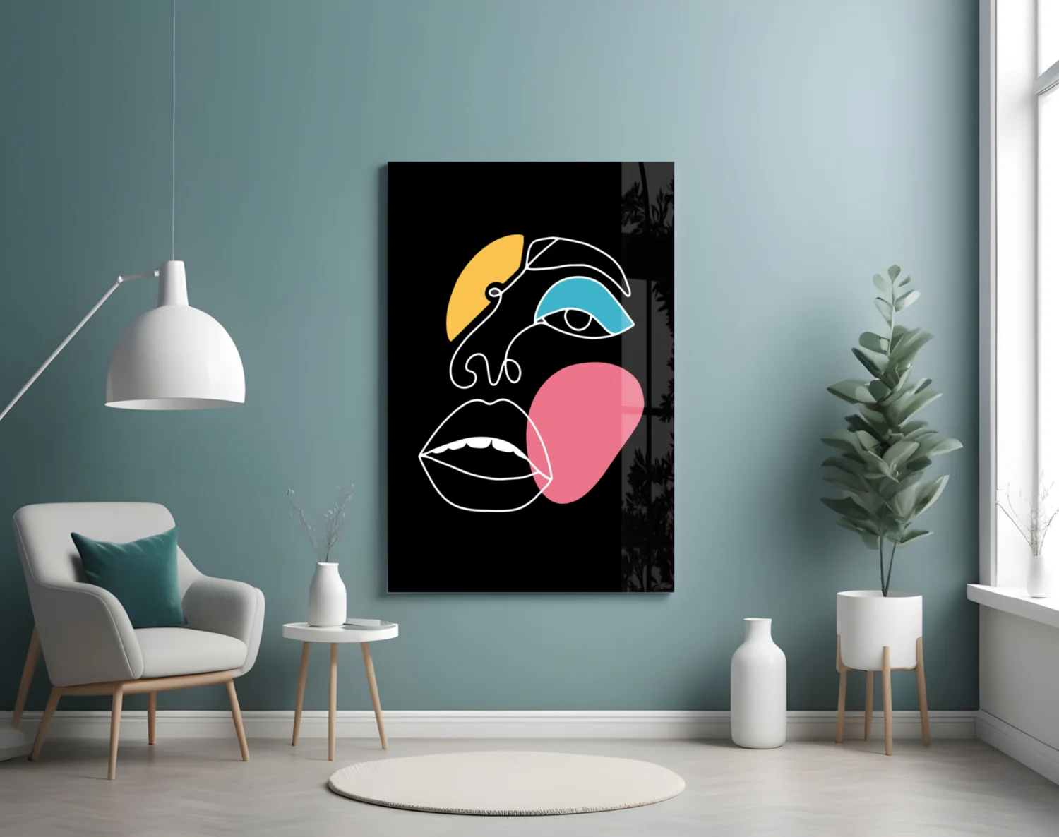 Abstract Colorful Face Glass Wall Art - Image 4