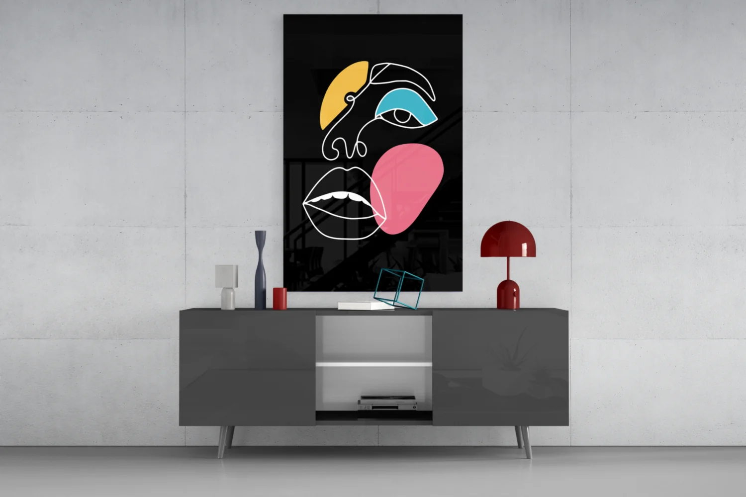 Abstract Colorful Face Glass Wall Art - Image 8