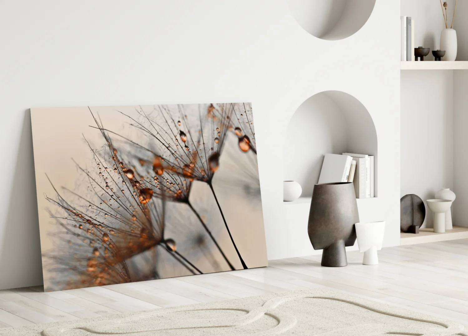 Cinnamon Dandelion Glass Wall Art - Image 3