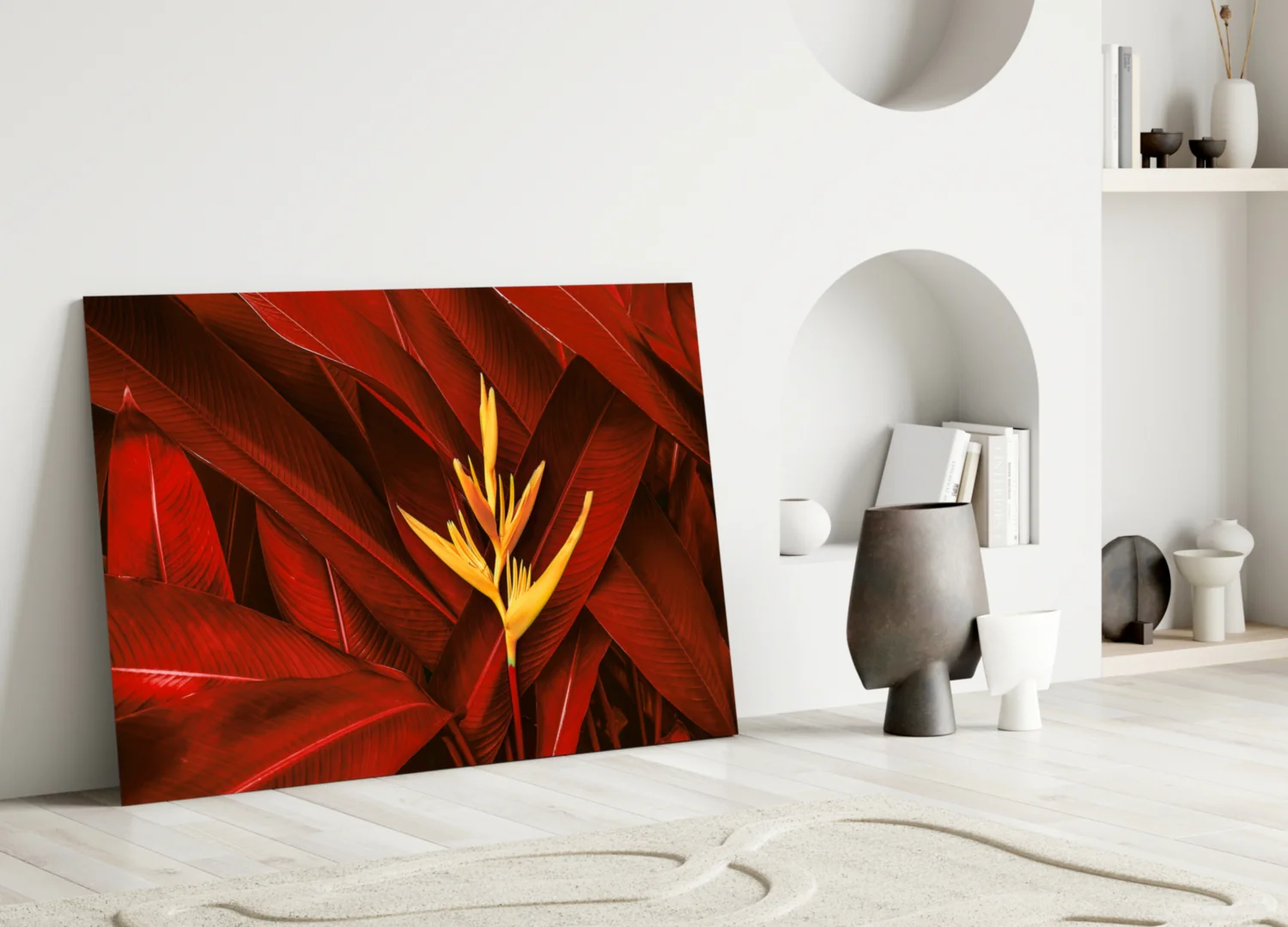 Red Leaves Glass Wall Art - Image 3