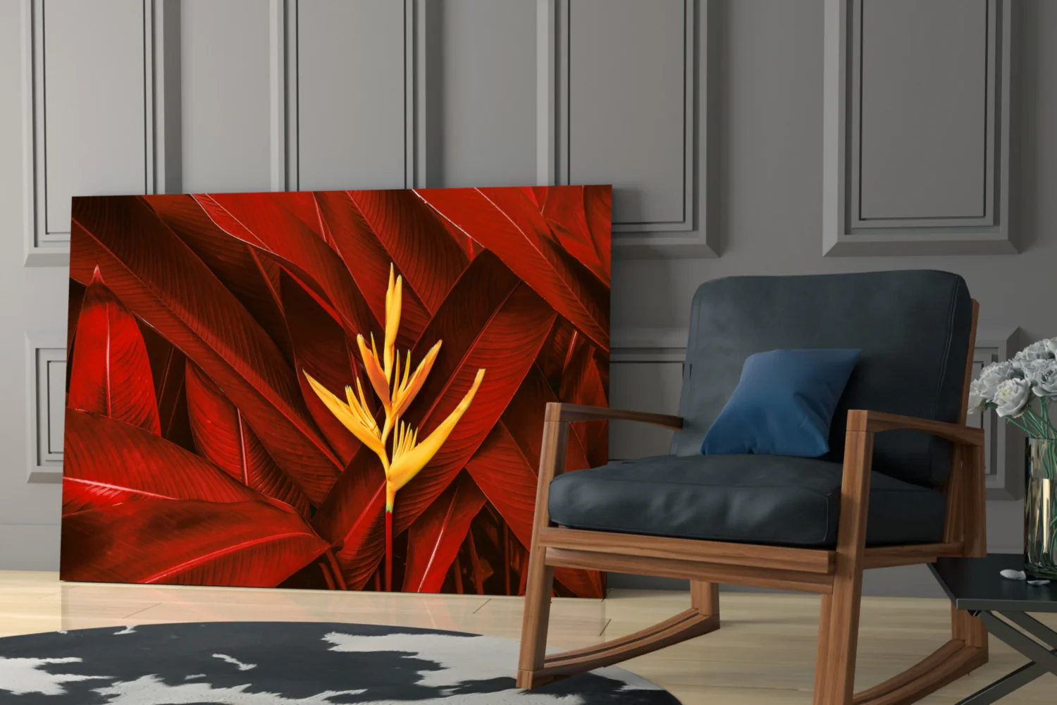 Red Leaves Glass Wall Art - Image 6