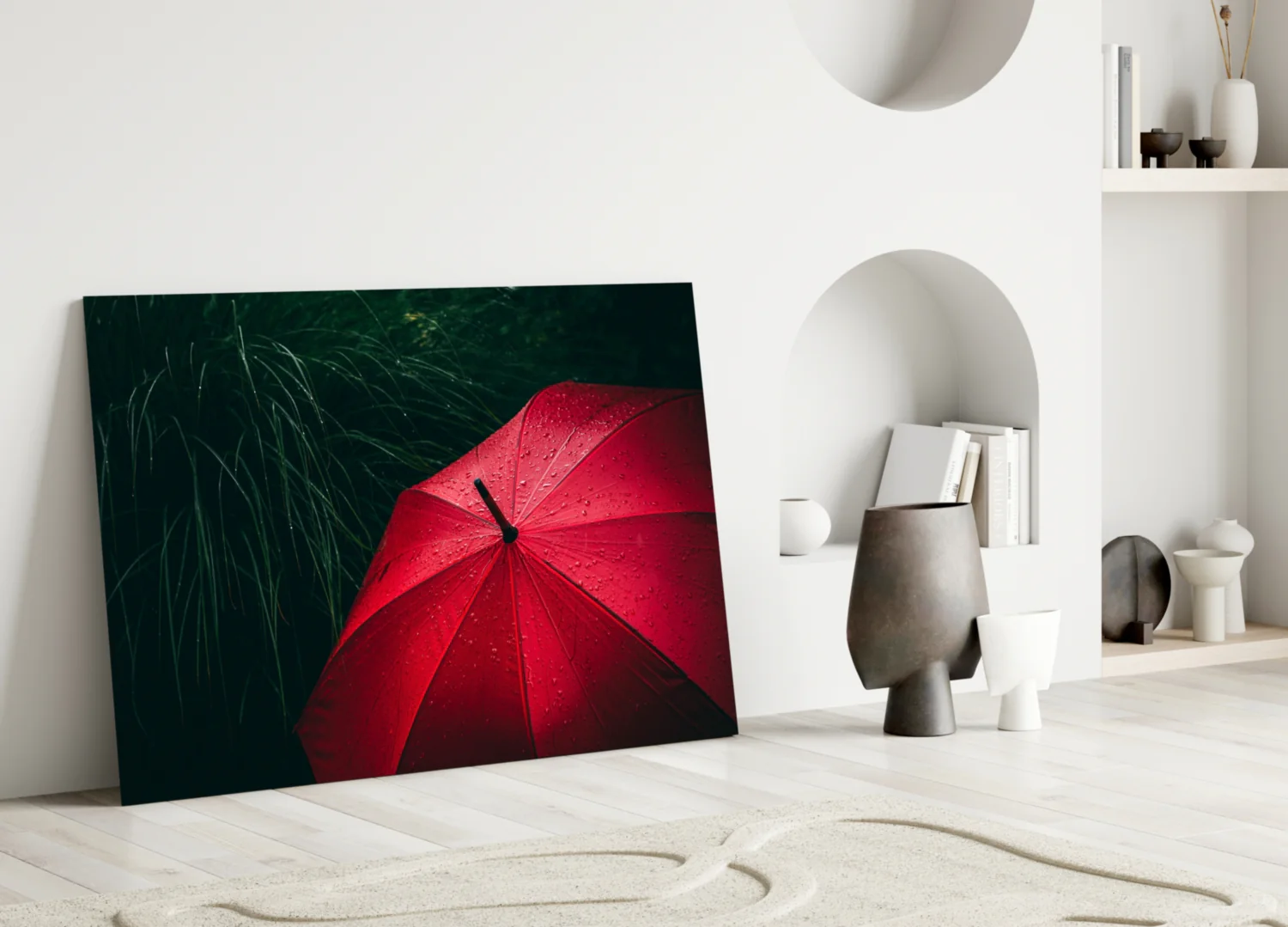 Red Umbrella Glass Wall Art - Image 3