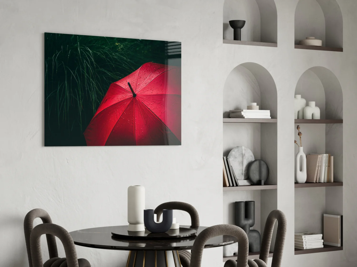 Red Umbrella Glass Wall Art - Image 5