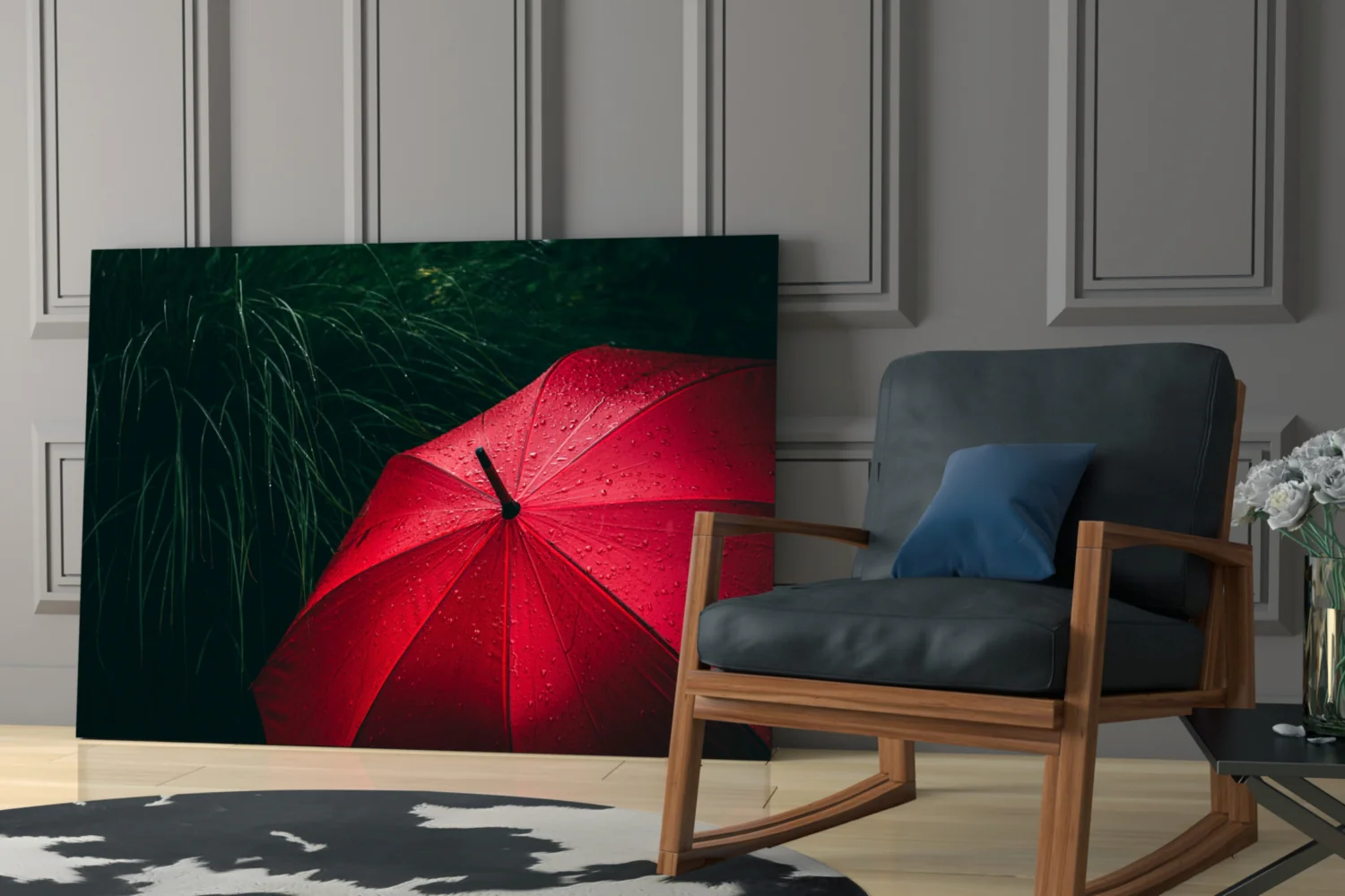 Red Umbrella Glass Wall Art - Image 6