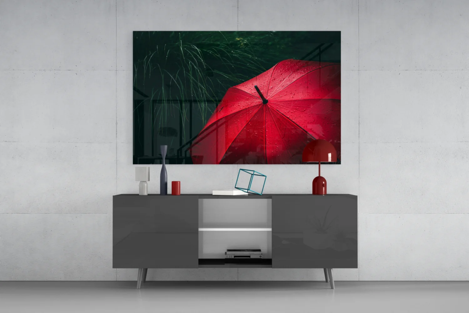 Red Umbrella Glass Wall Art - Image 8