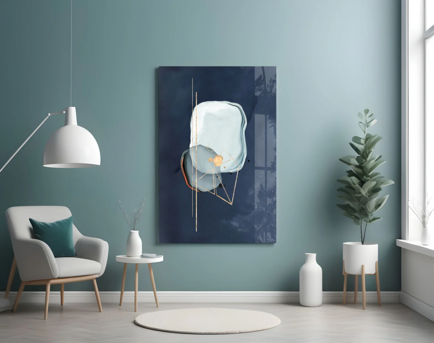 Abstract Blue Glass Wall Art - Image 4