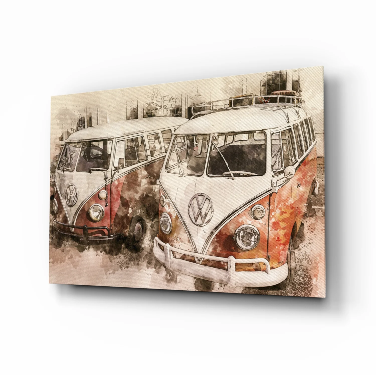 Retro Bubble Minibus Glass Wall Art