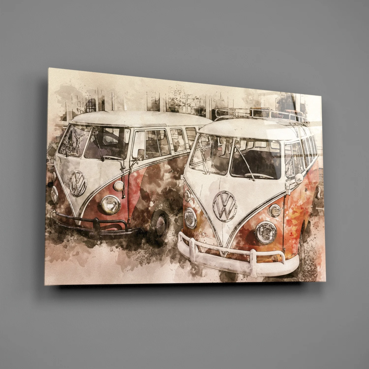Retro Bubble Minibus Glass Wall Art - Image 2
