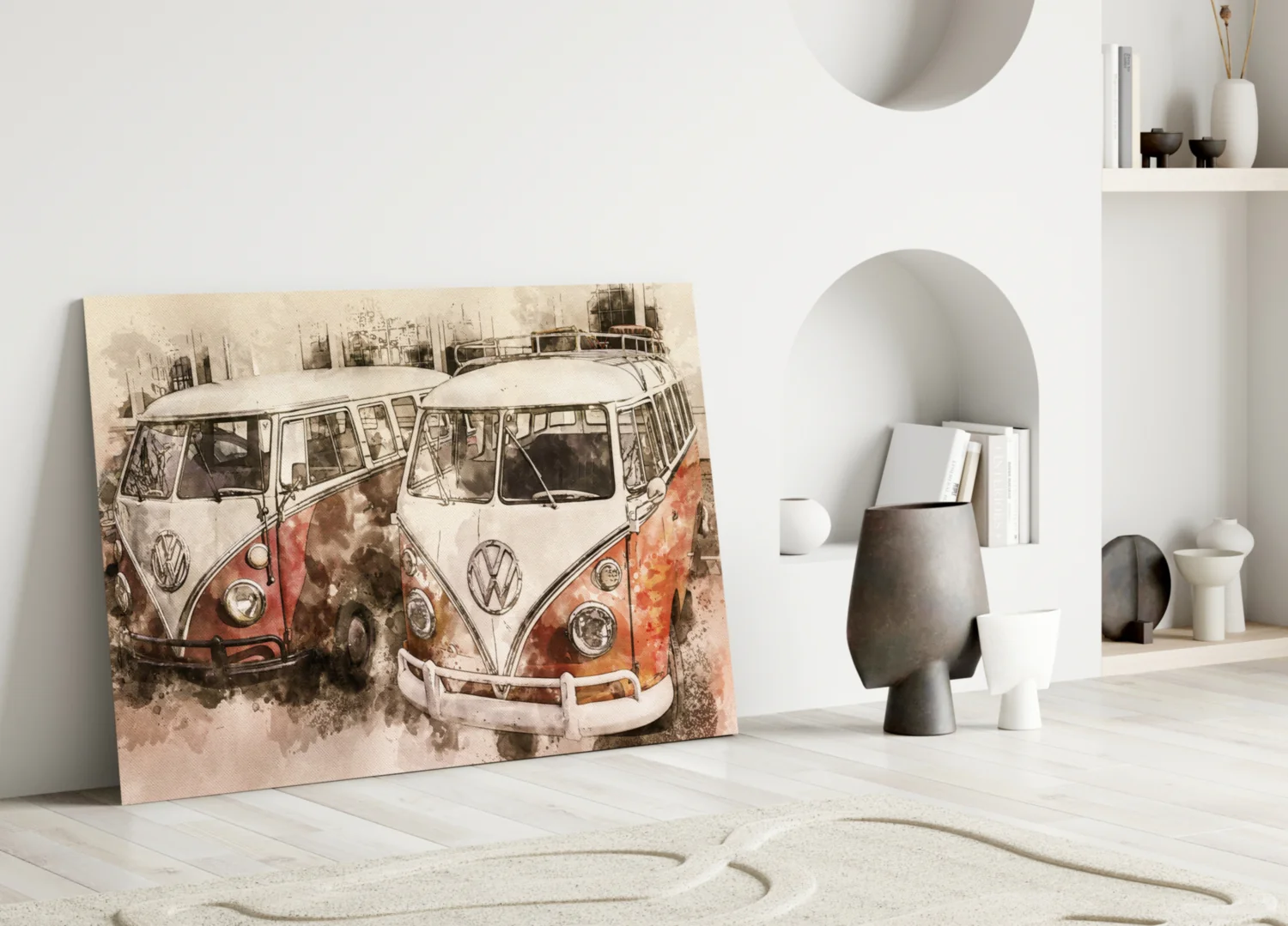 Retro Bubble Minibus Glass Wall Art - Image 3