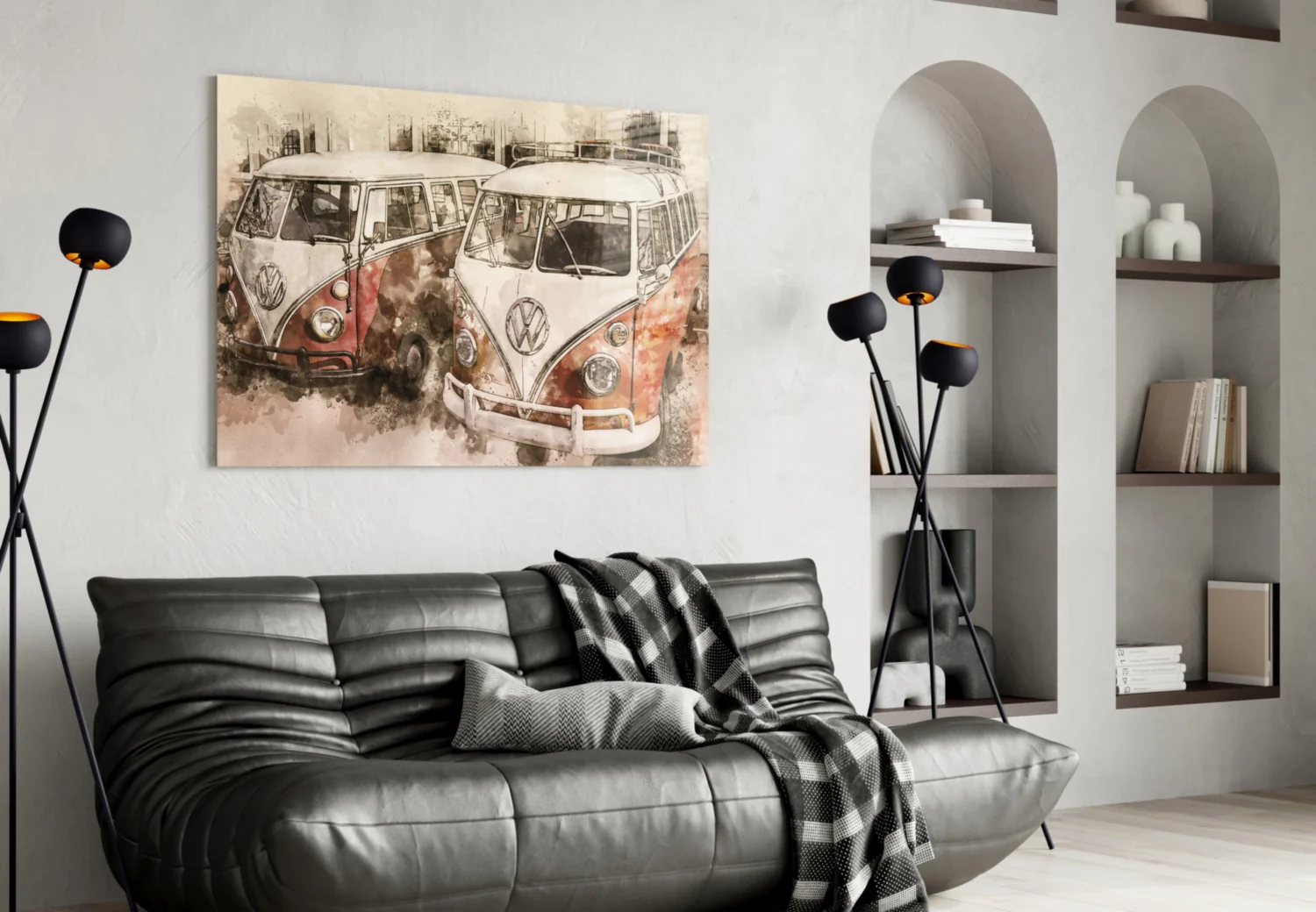 Retro Bubble Minibus Glass Wall Art - Image 4