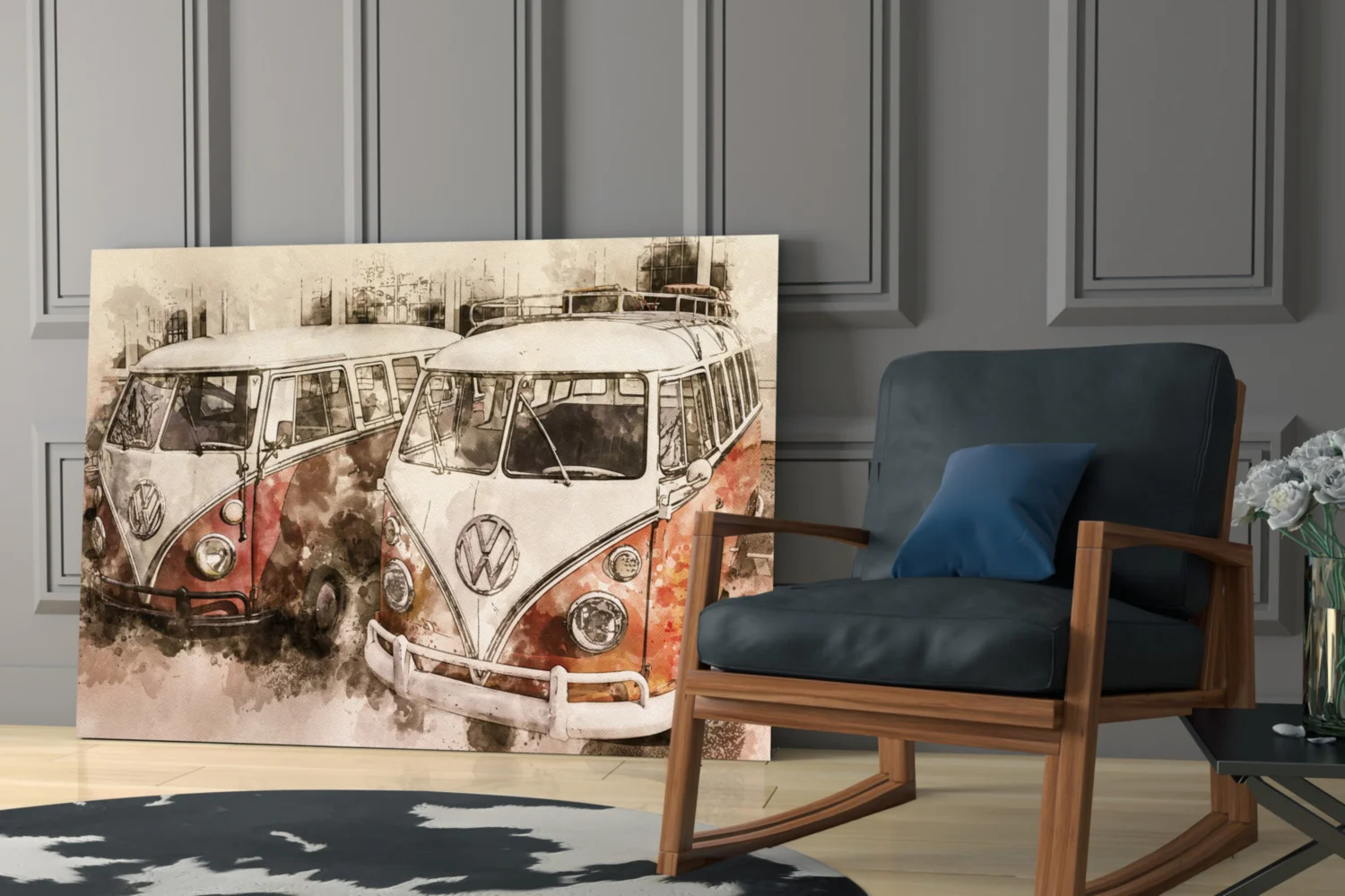 Retro Bubble Minibus Glass Wall Art - Image 6