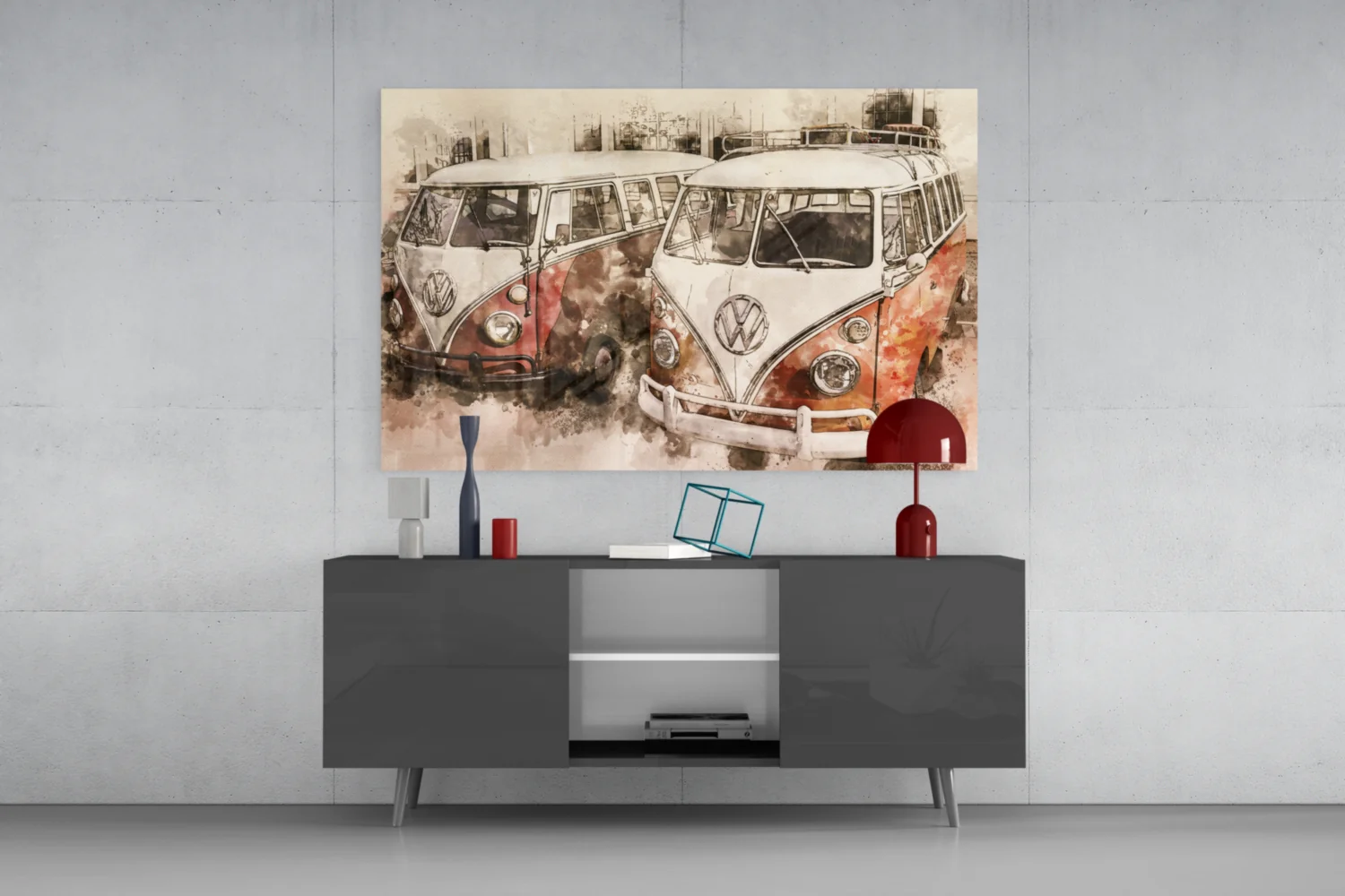Retro Bubble Minibus Glass Wall Art - Image 8