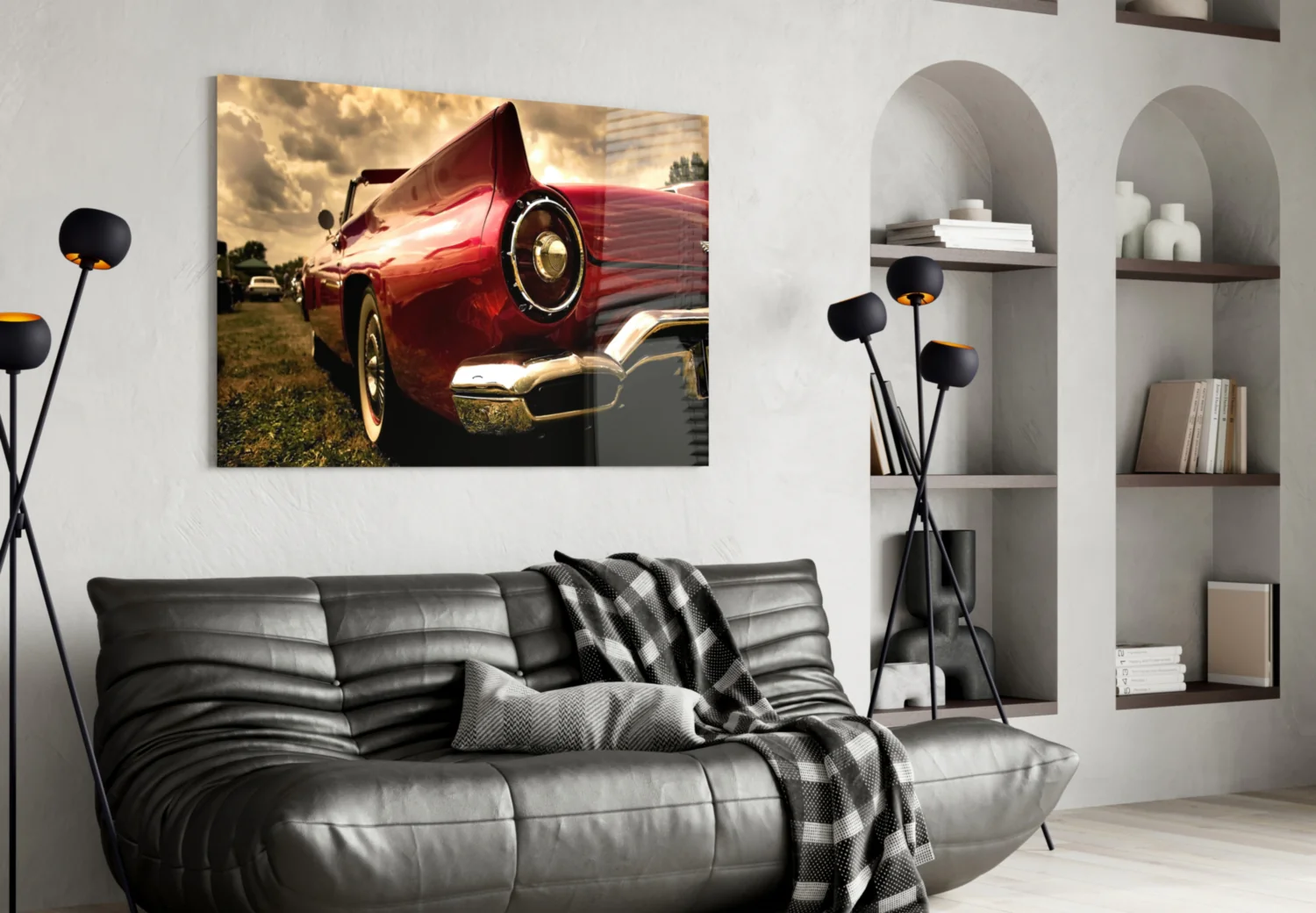 Red Vintage Muscle Car Glass Wall Art - Image 4