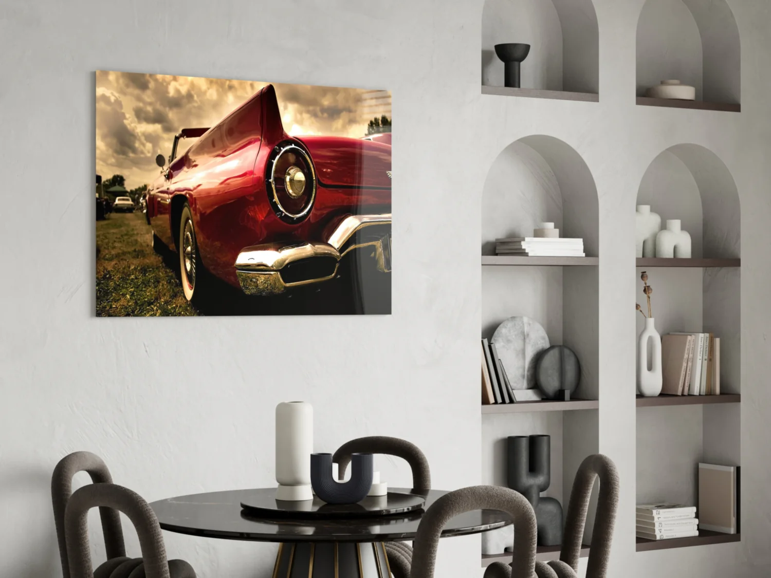 Red Vintage Muscle Car Glass Wall Art - Image 5