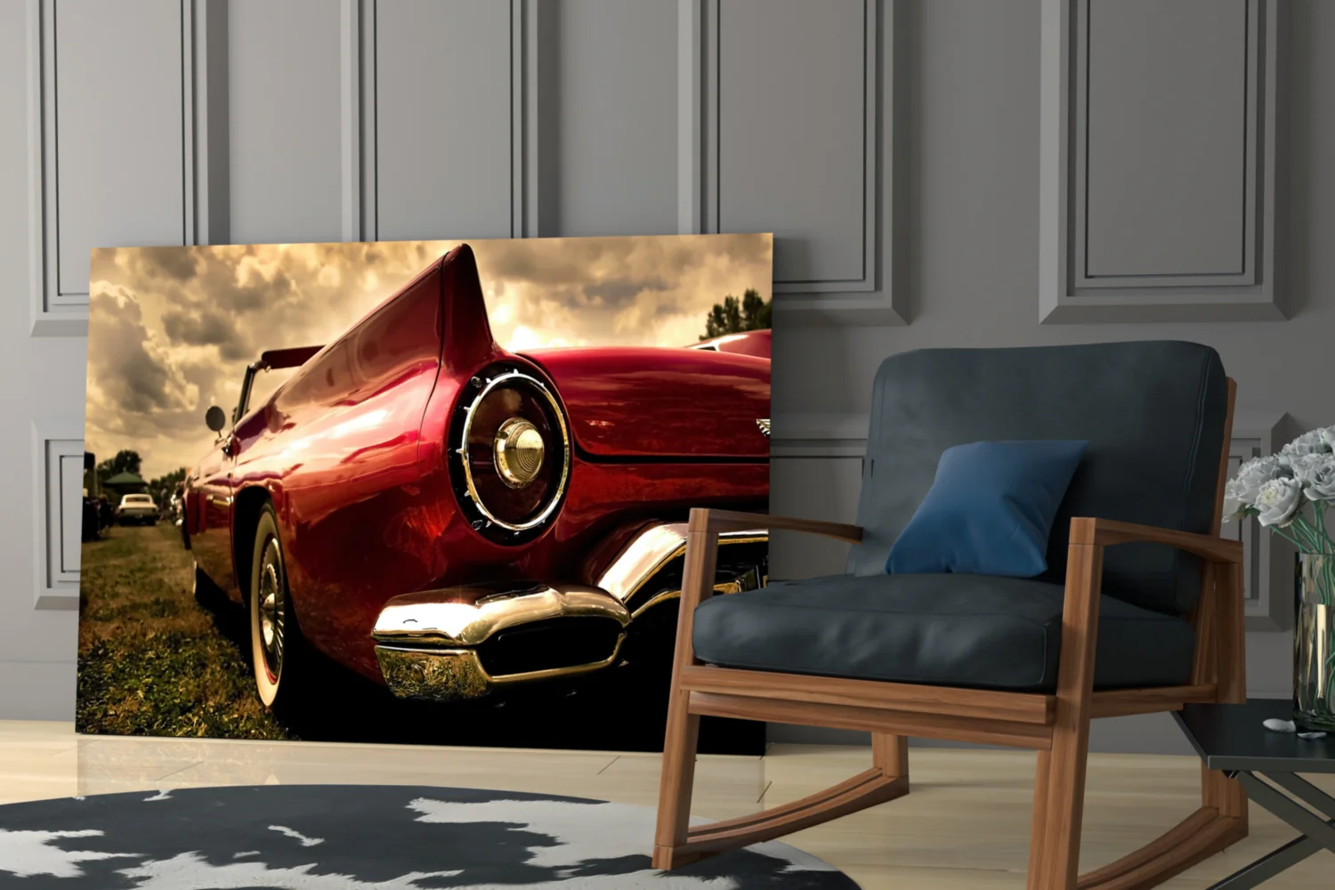 Red Vintage Muscle Car Glass Wall Art - Image 6