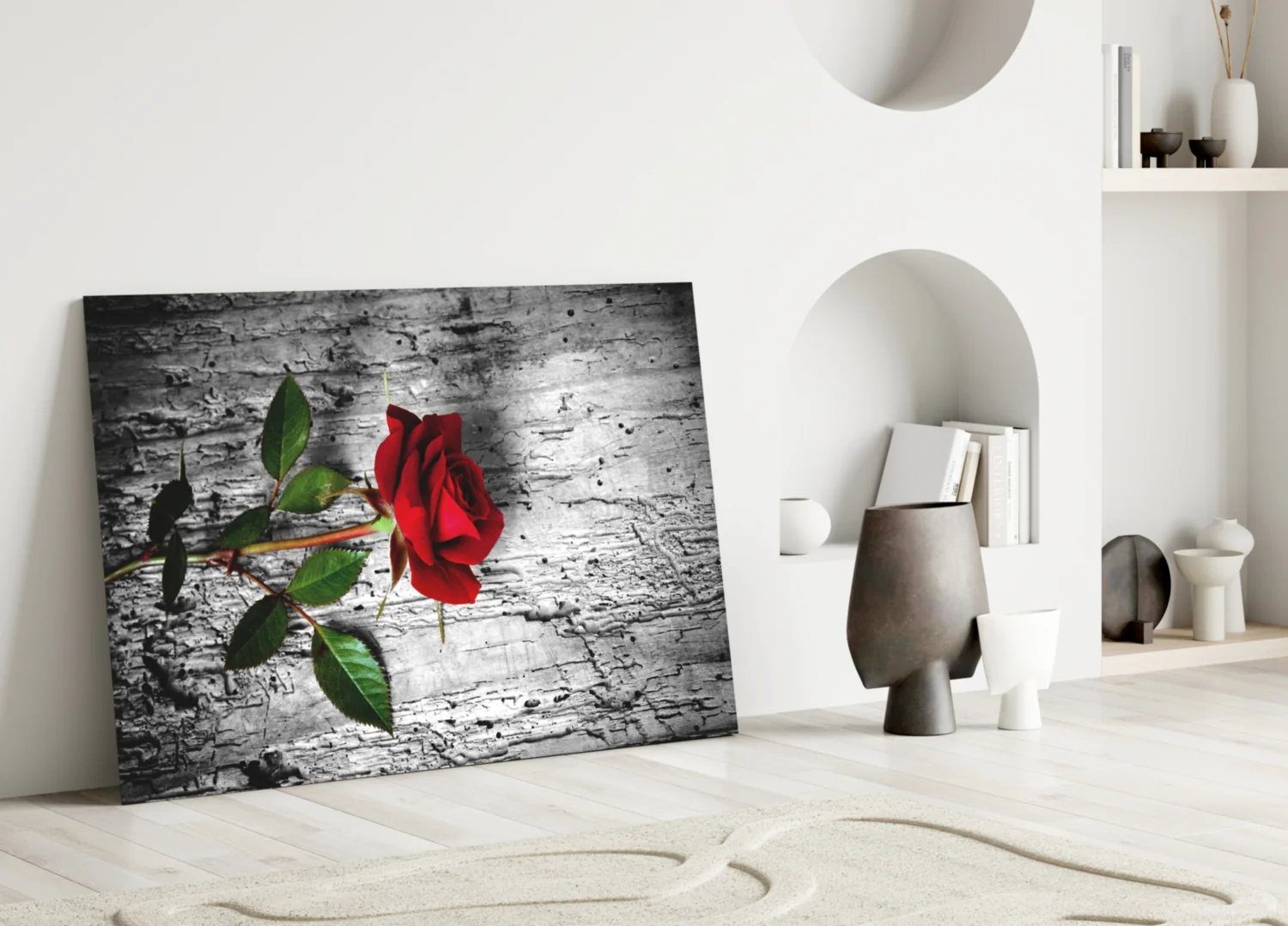 Red Rose Glass Wall Art - Image 3