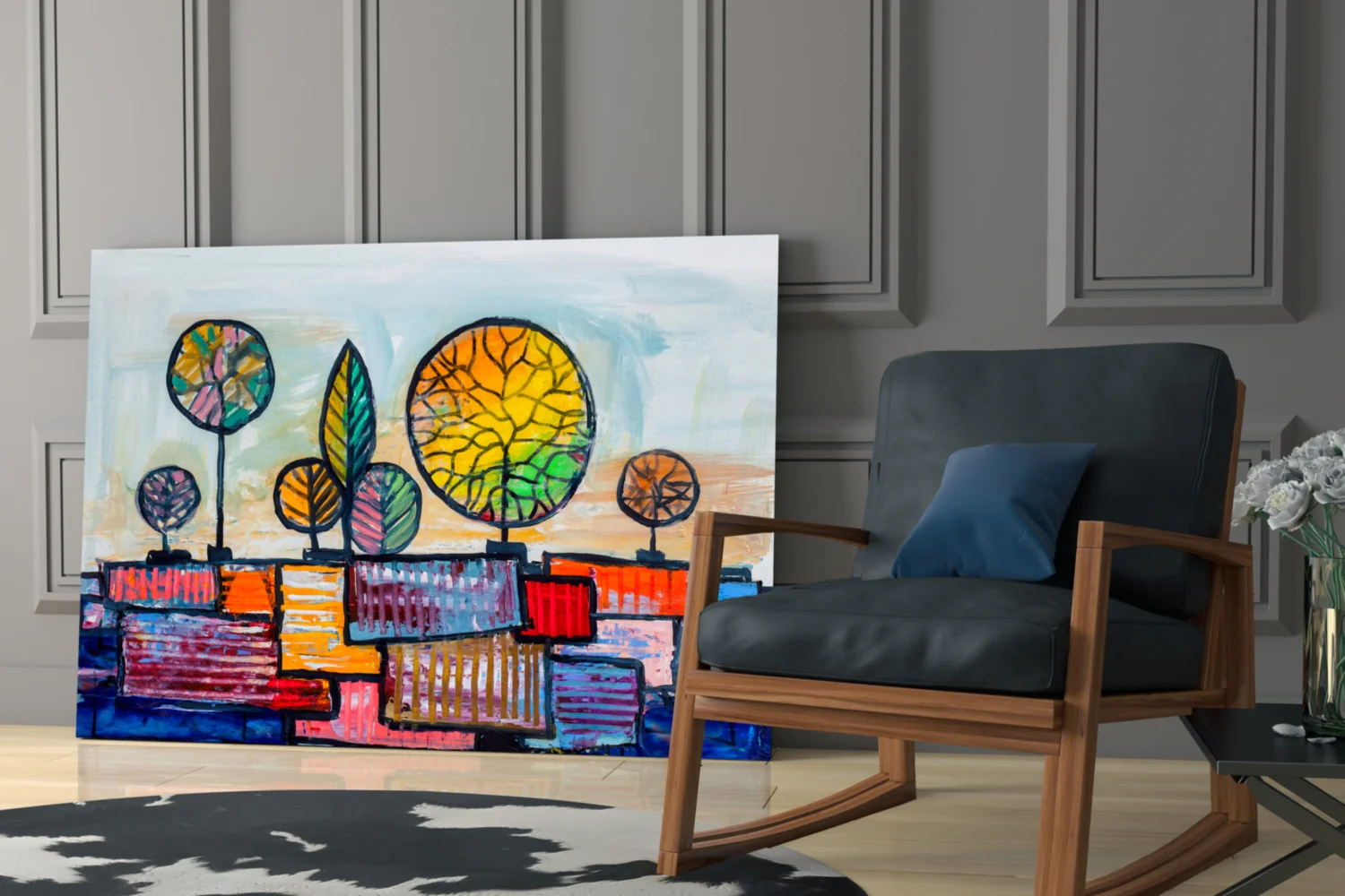 Abstract City Glass Wall Art - Image 6