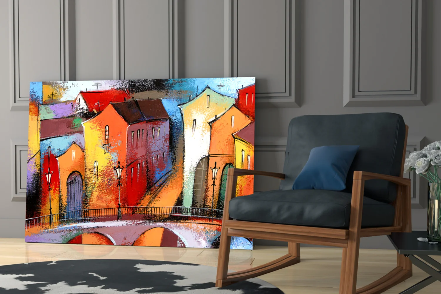 Colorful Houses Glass Wall Art - Image 6