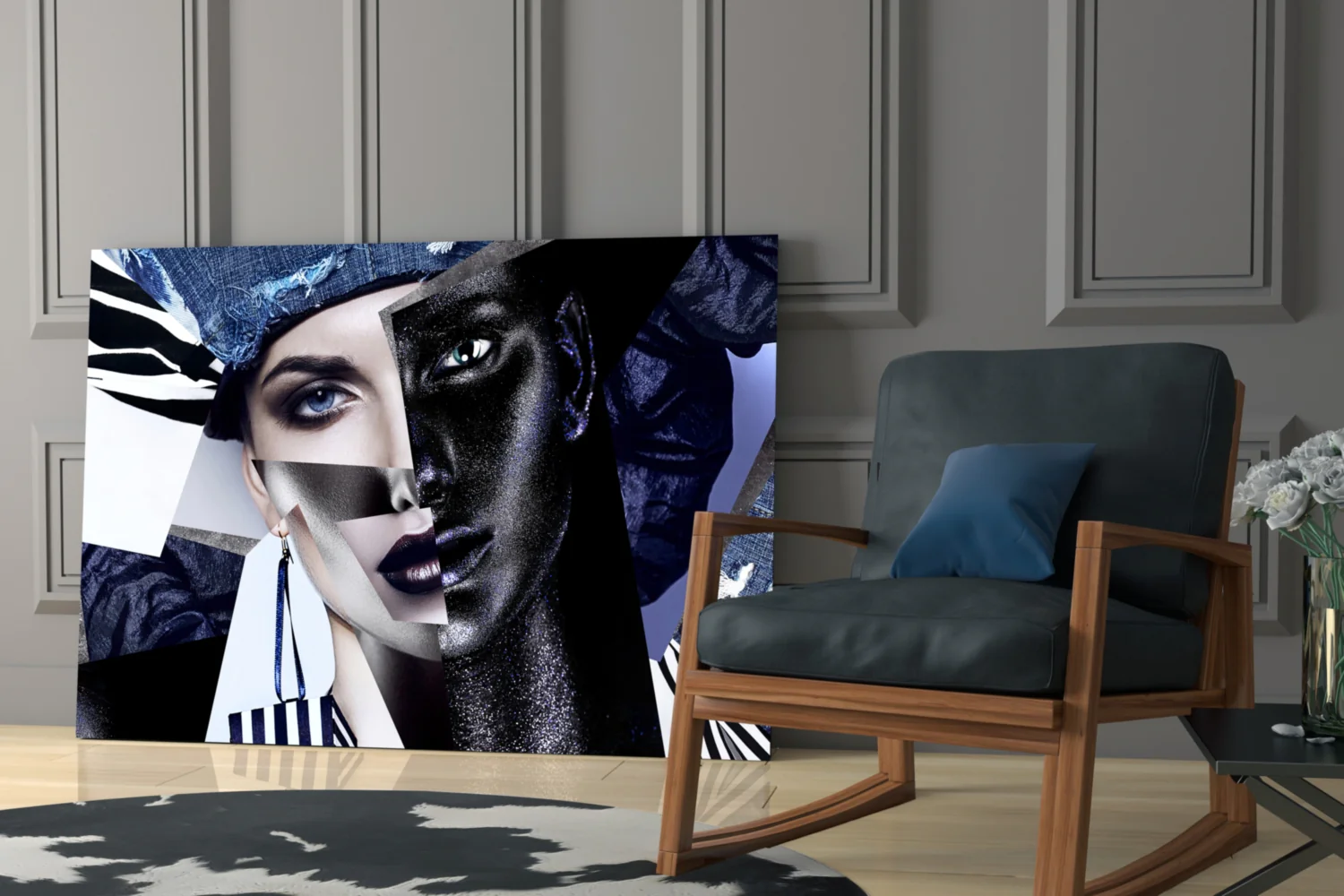 Abstract Woman Portrait Glass Wall Art - Image 6