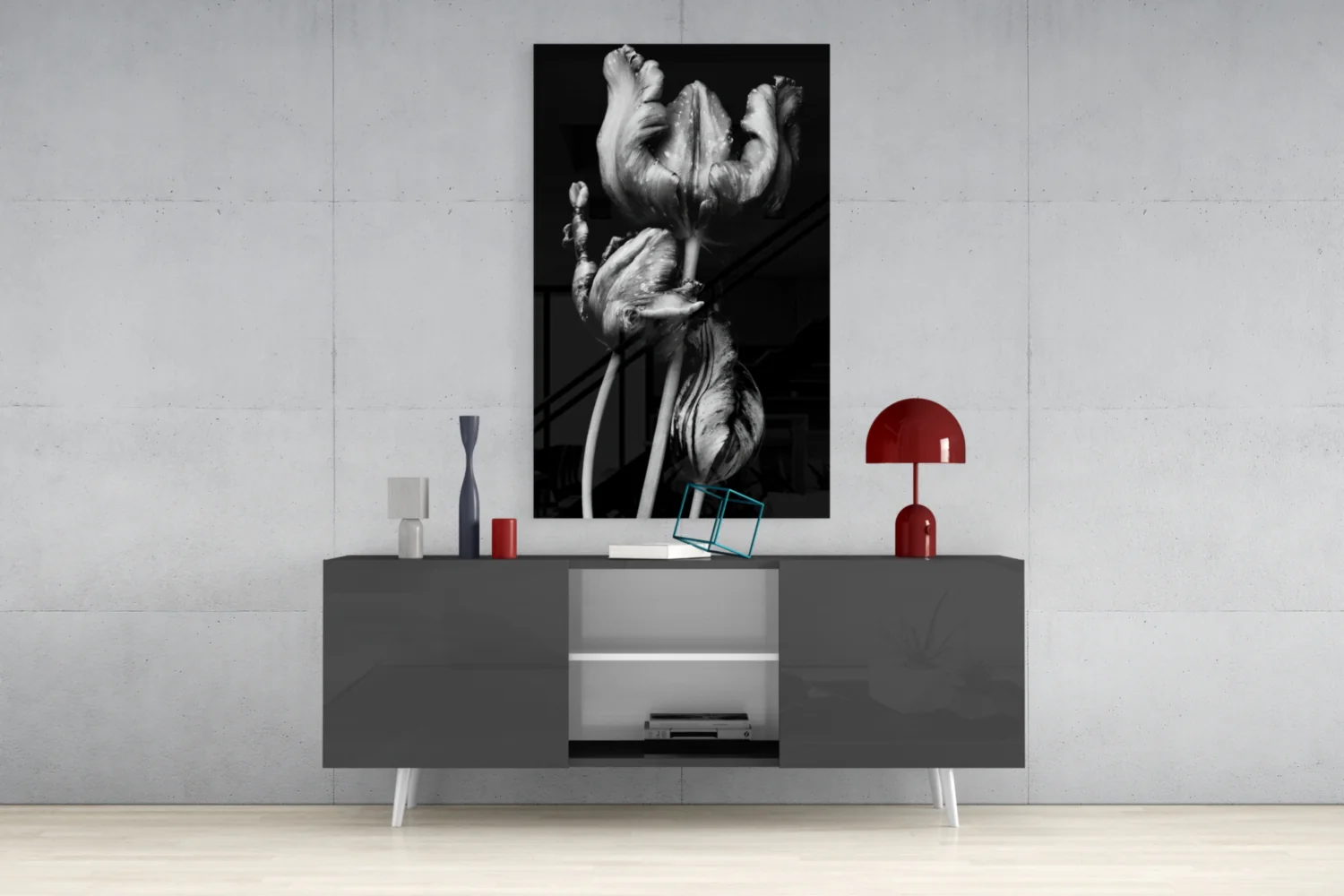 Black and White Flowers Glass Wall Art - Image 8