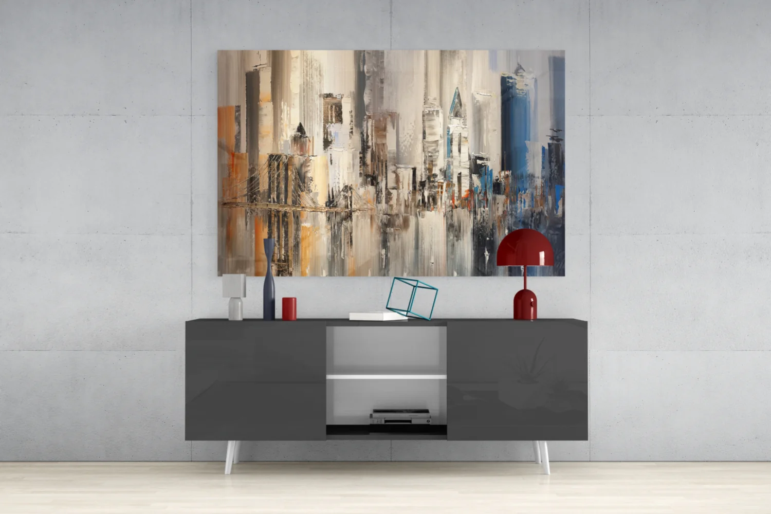Abstract City Glass Wall Art - Image 8