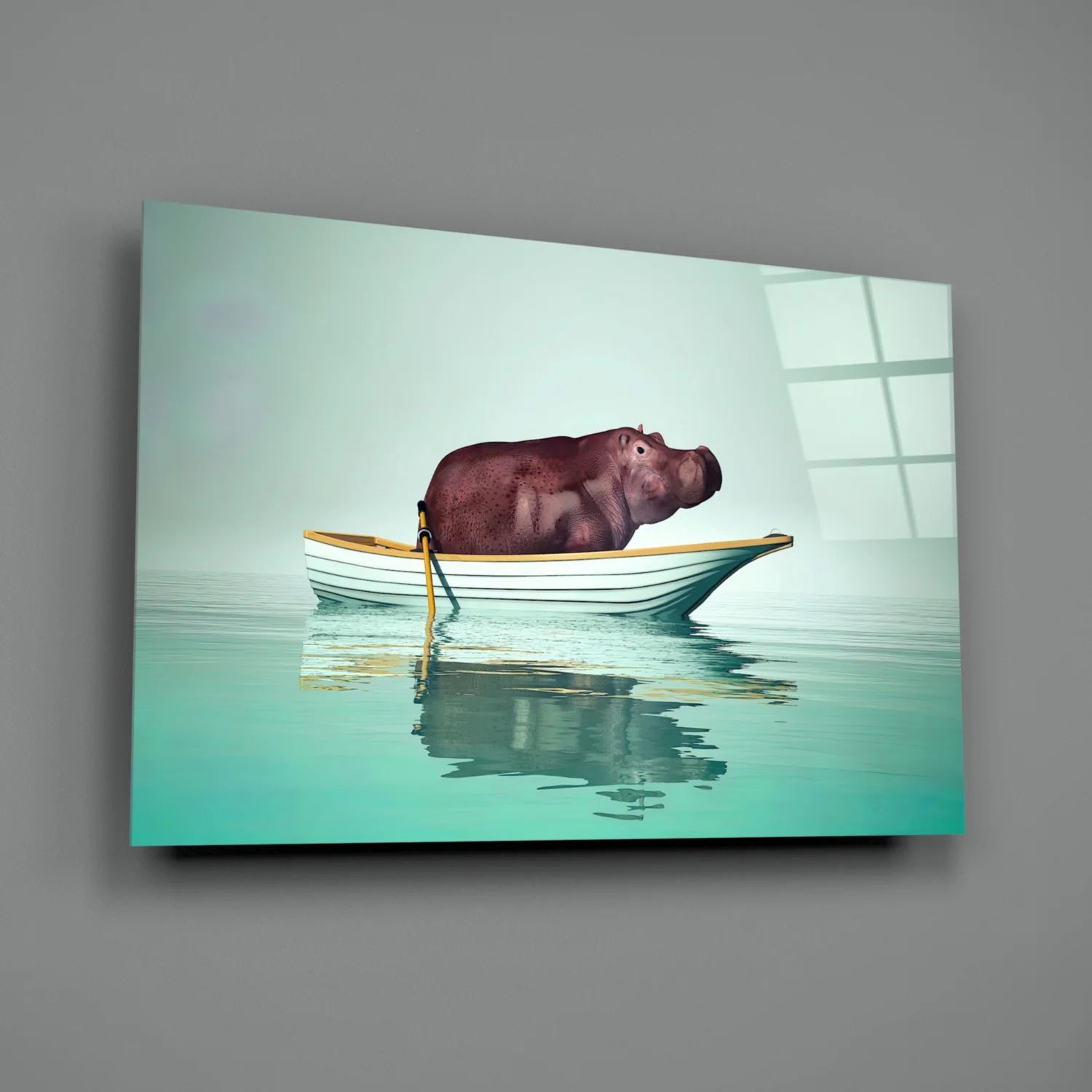 Hippo Glass Wall Art - Image 2