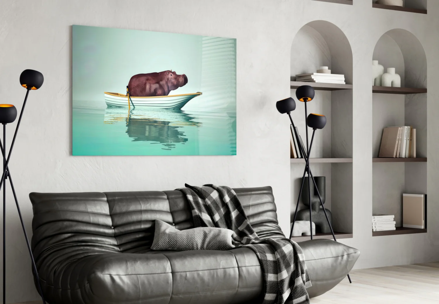 Hippo Glass Wall Art - Image 4