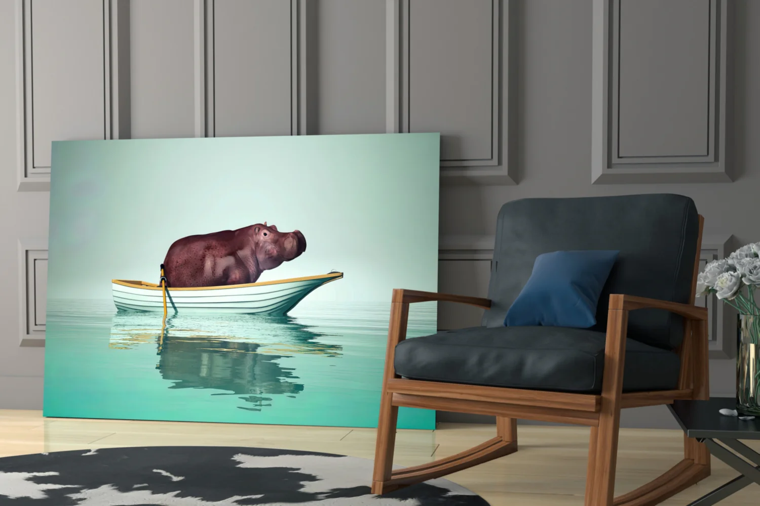 Hippo Glass Wall Art - Image 6