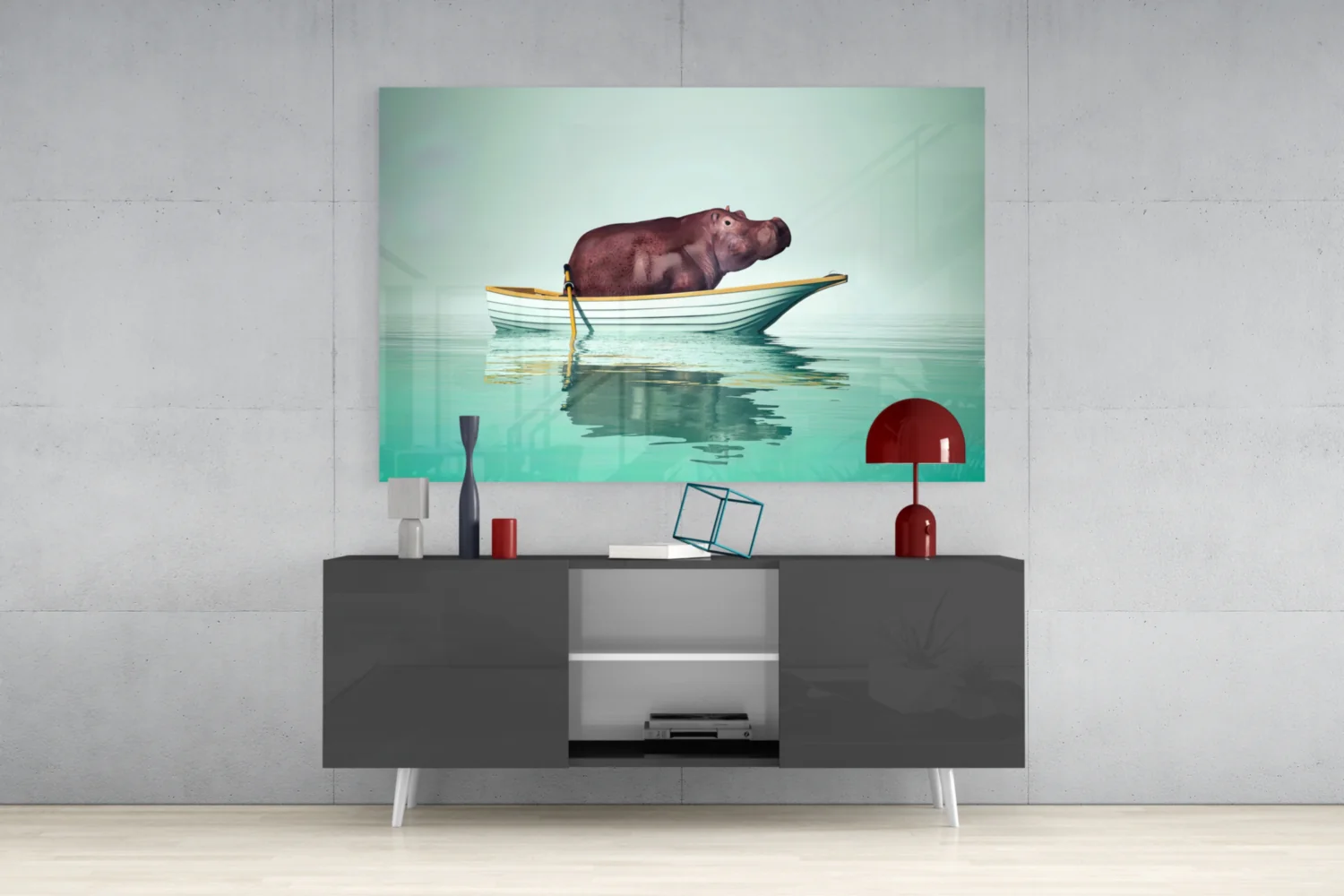 Hippo Glass Wall Art - Image 8