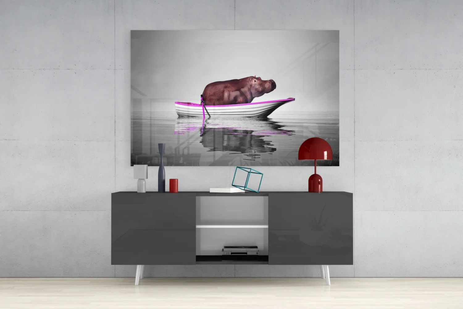 Hippo Glass Wall Art - Image 8