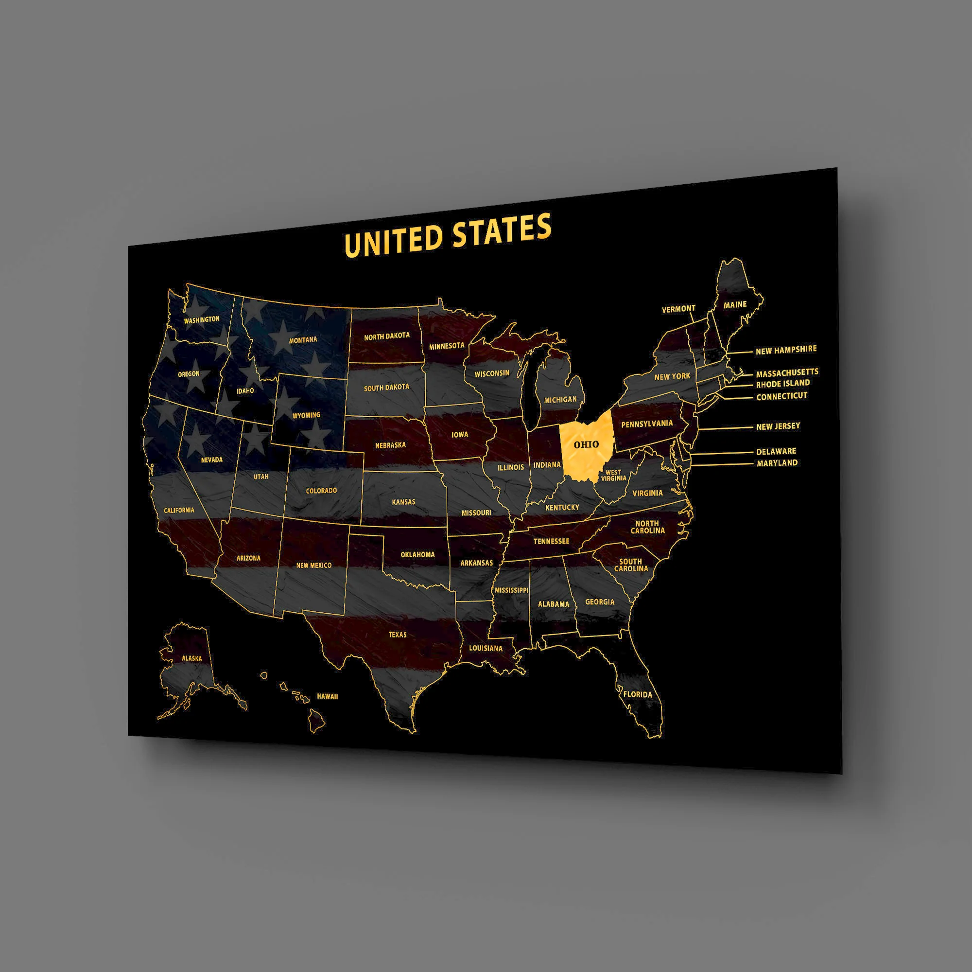Ohio State Map — Haptic 3D Embossed Metal Wall Art - Image 3