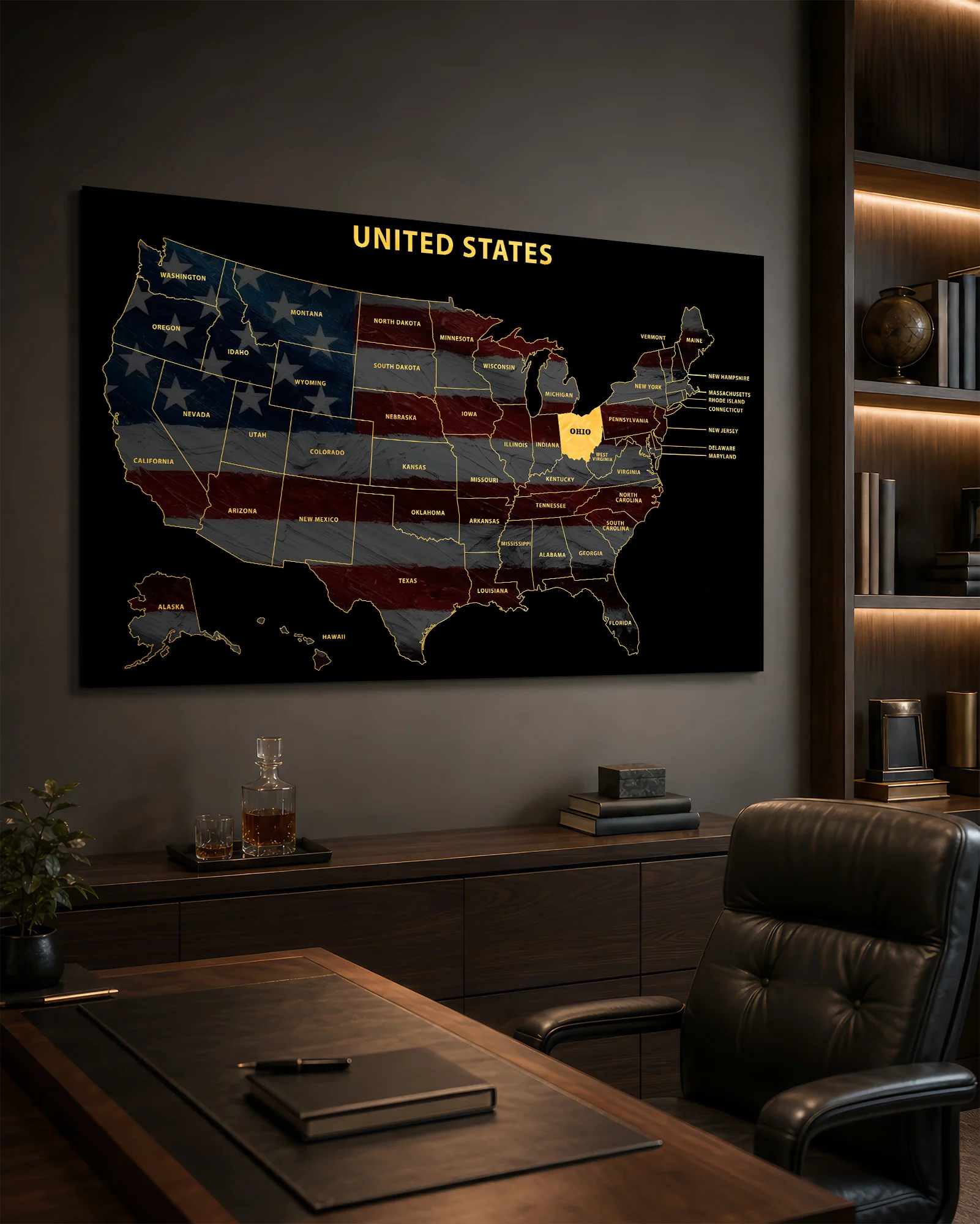 Ohio State Map — Haptic 3D Embossed Metal Wall Art - Image 4