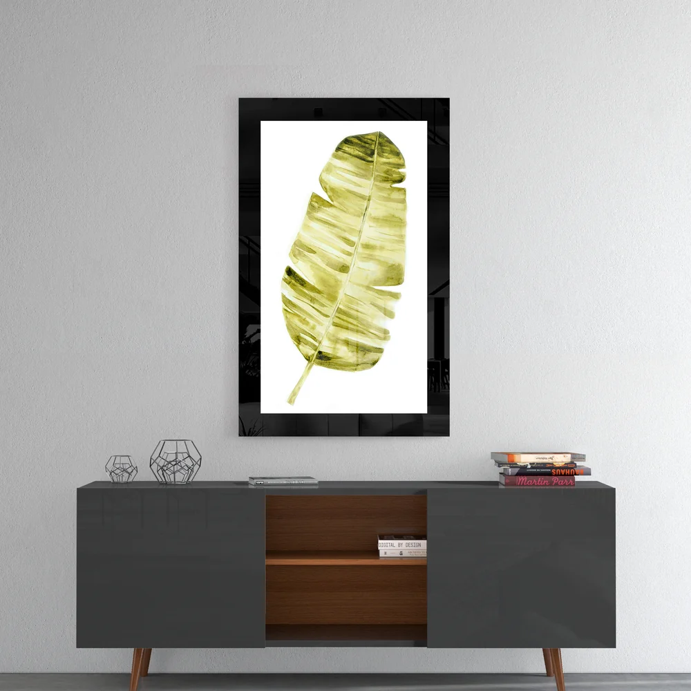 Olive Watercolor Palm Leaf Glass Wall Art - Image 4