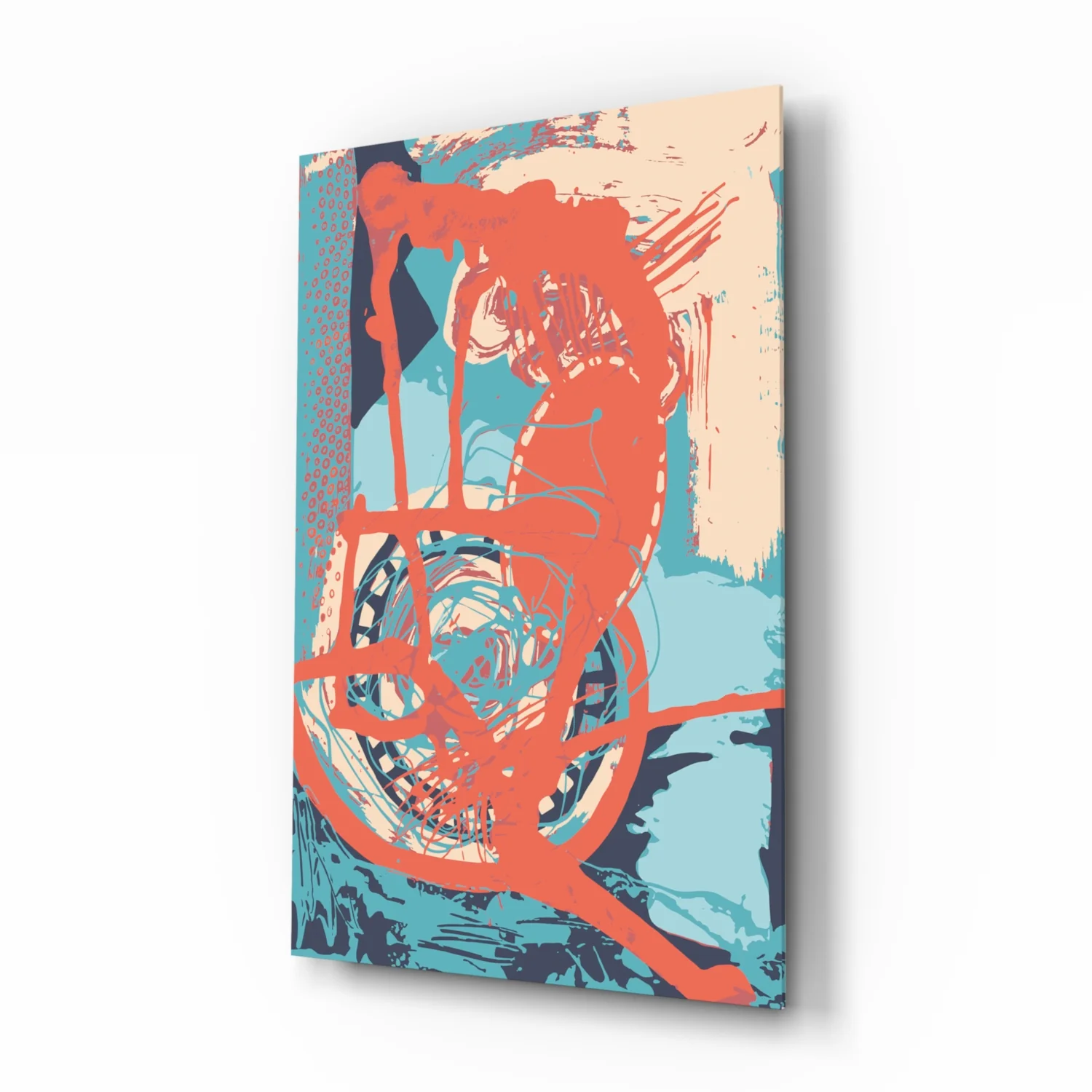 Orange Brushstroke Figure Glass Wall Art - Image 2