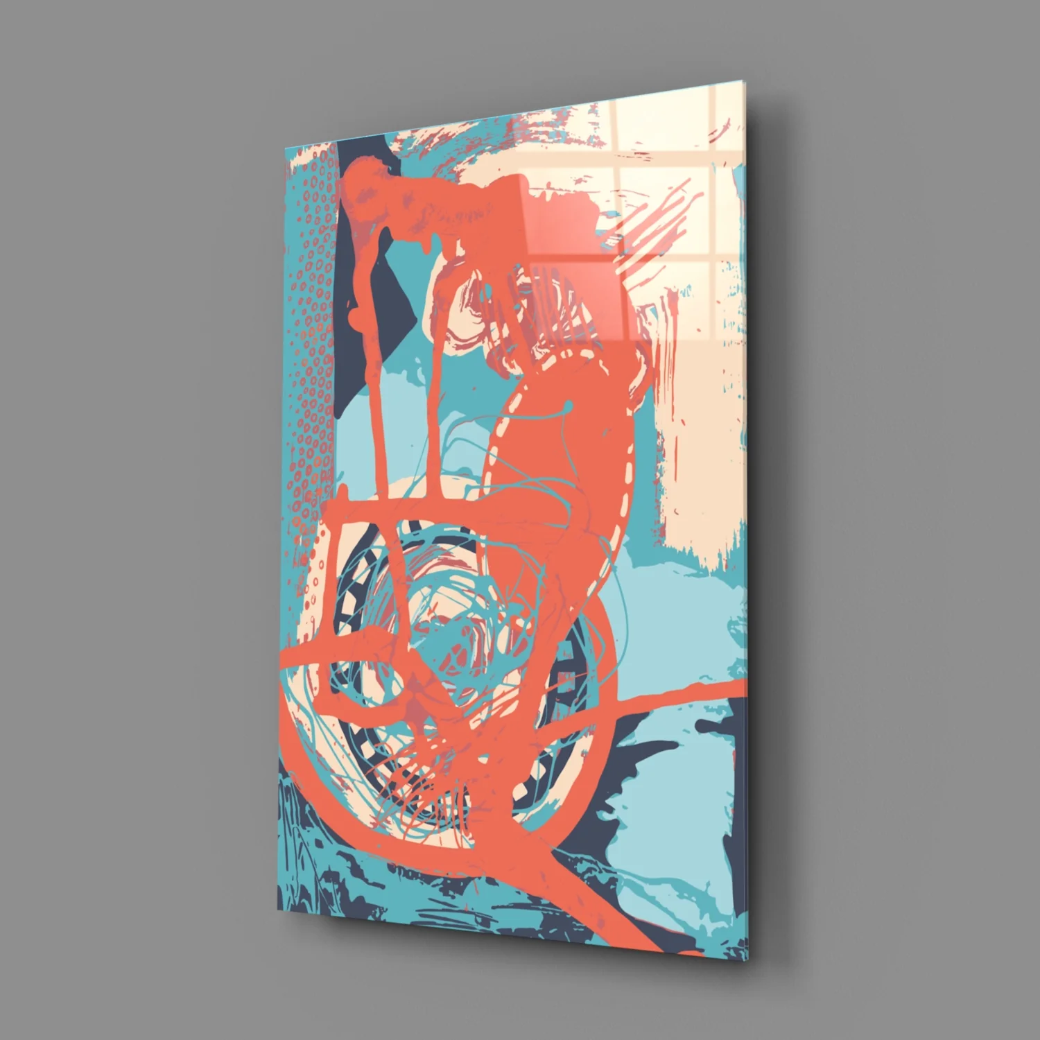Orange Brushstroke Figure Glass Wall Art - Image 3